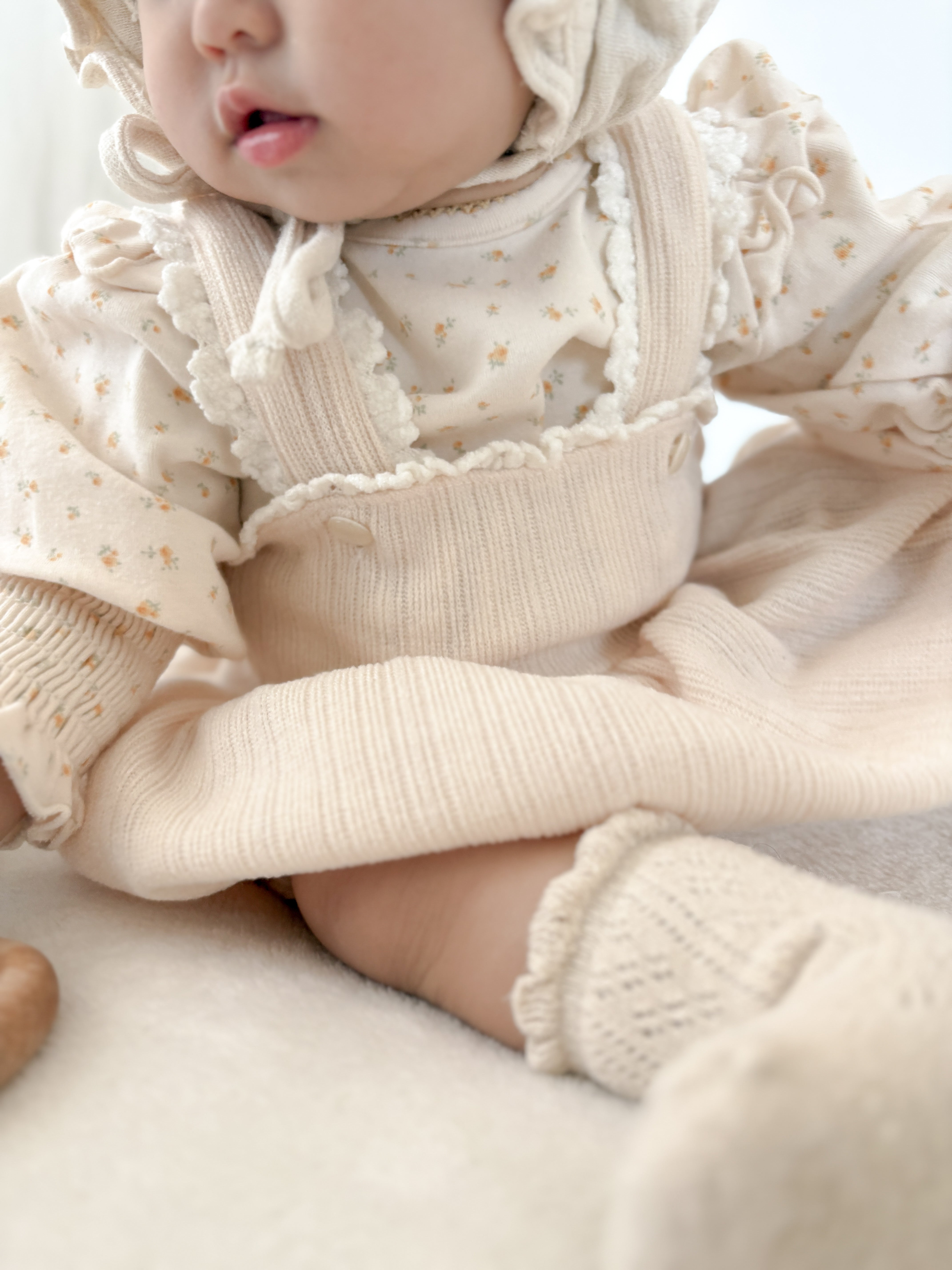 Lumi lace suspender rompers