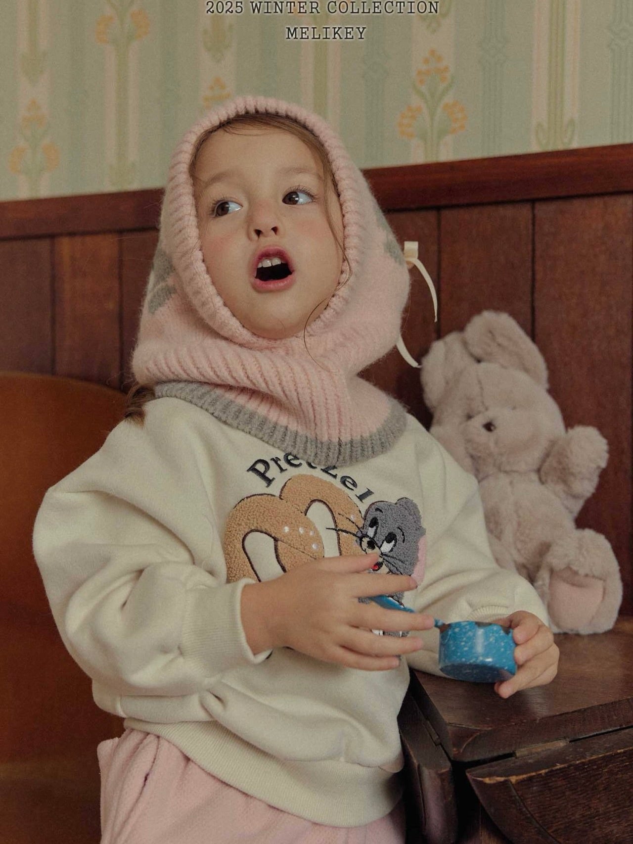 Bunny balaclava (with ribbon brooch)