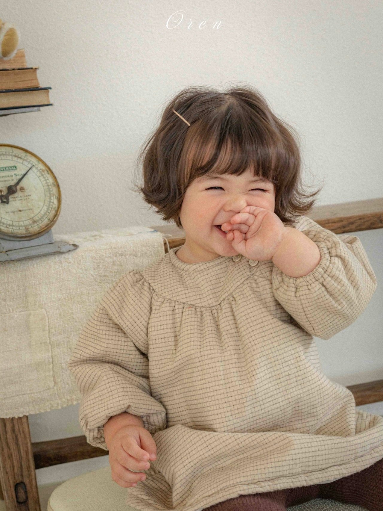 Baguette check padded one piece