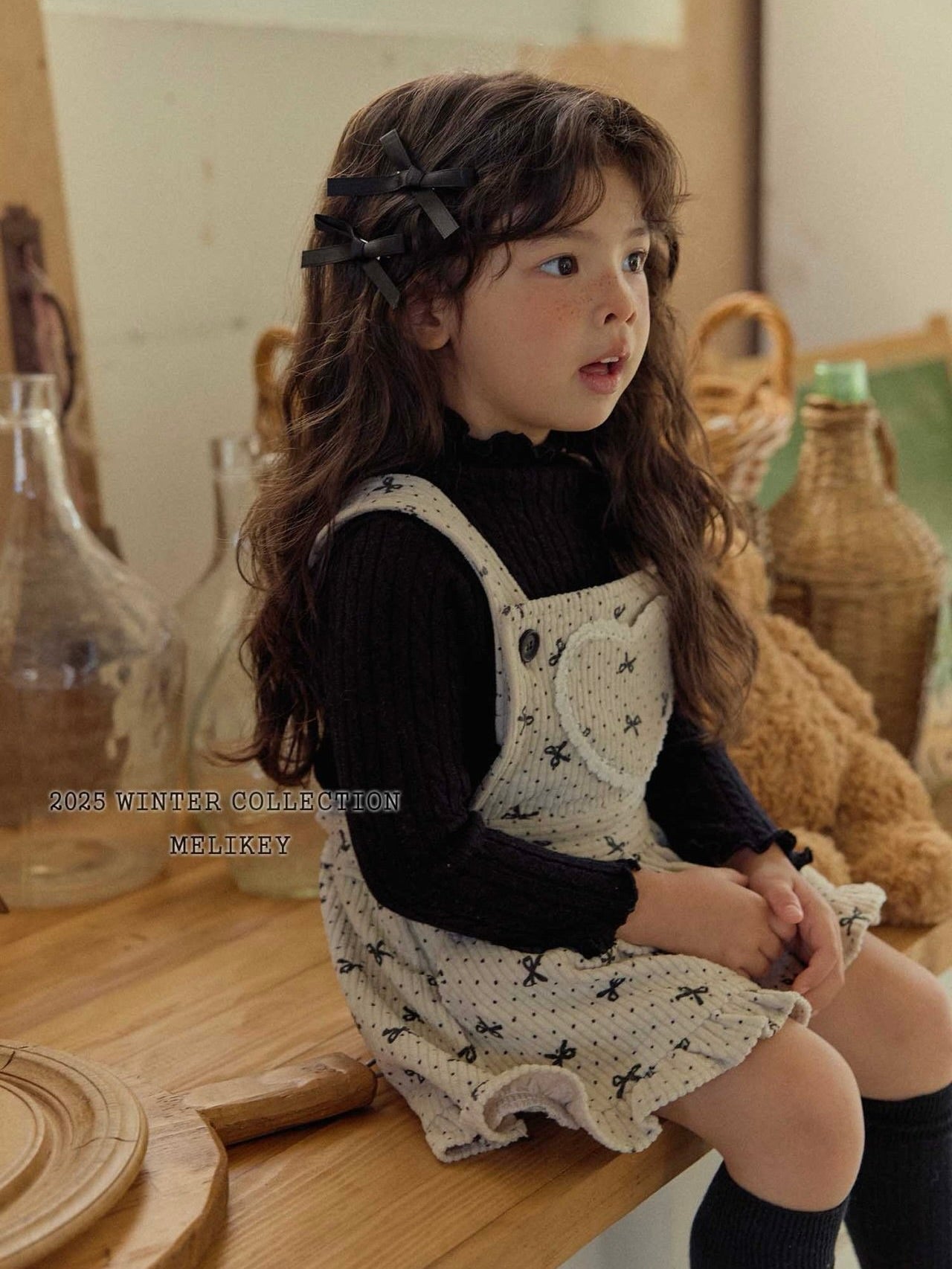 Ribbon frill suspender pants