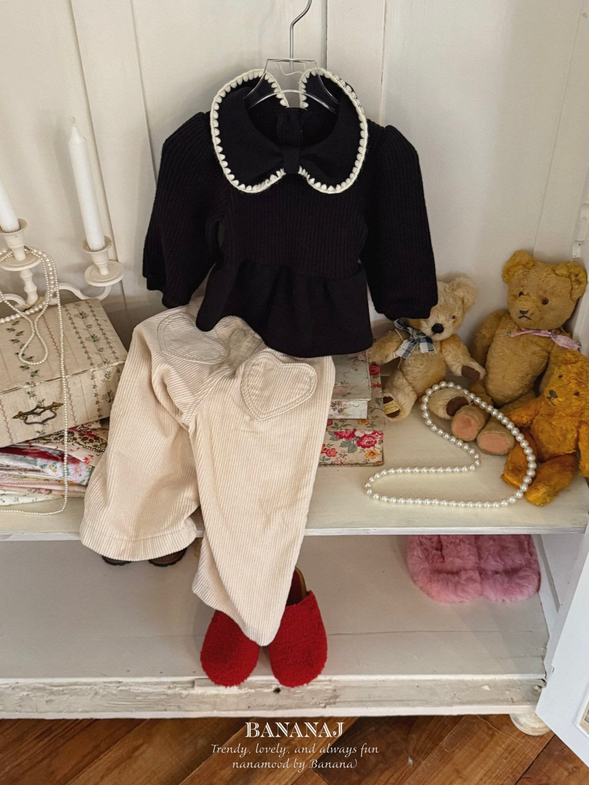 Ribbon waffle collar T