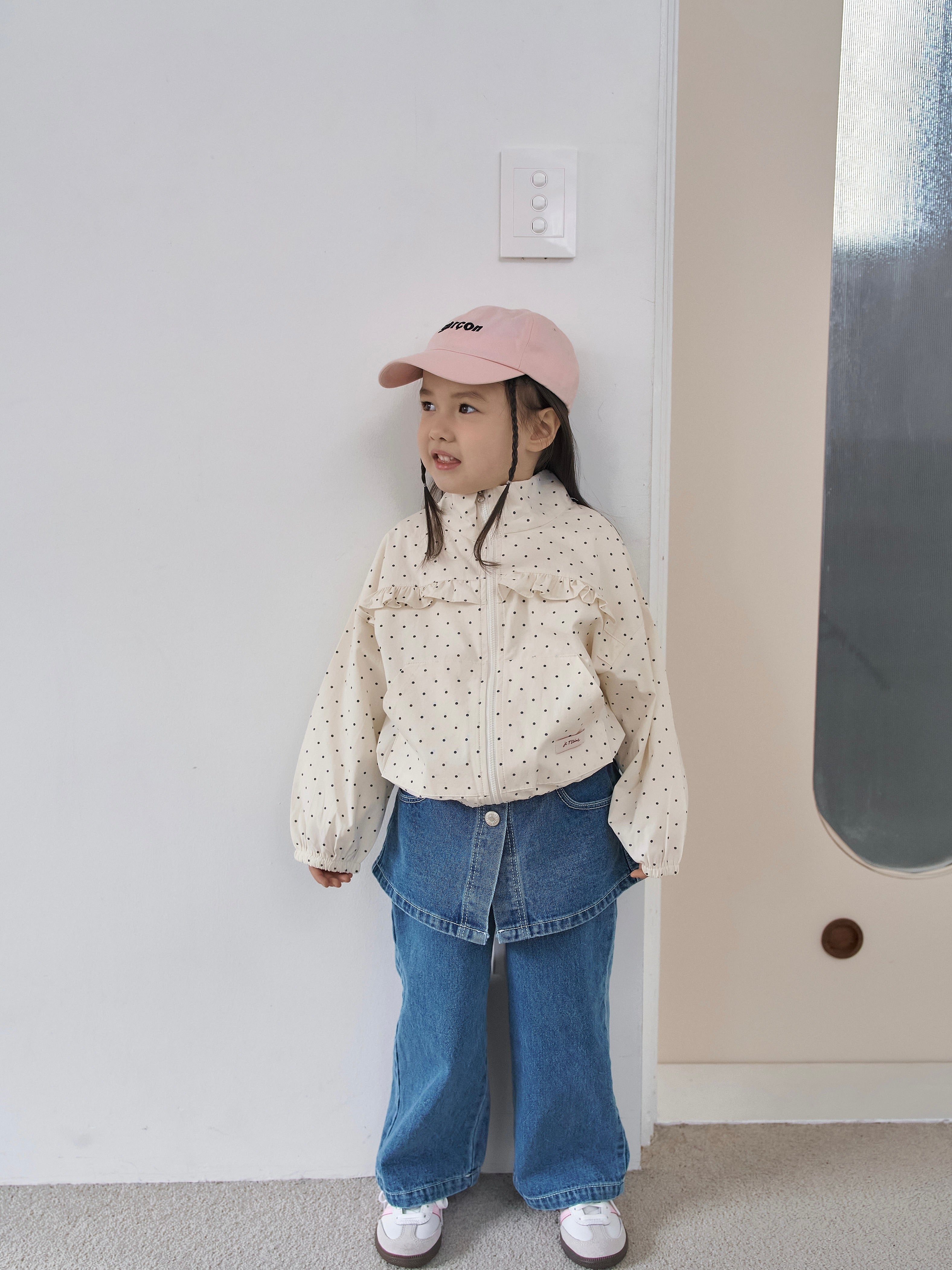 Polka dot zip up jacket