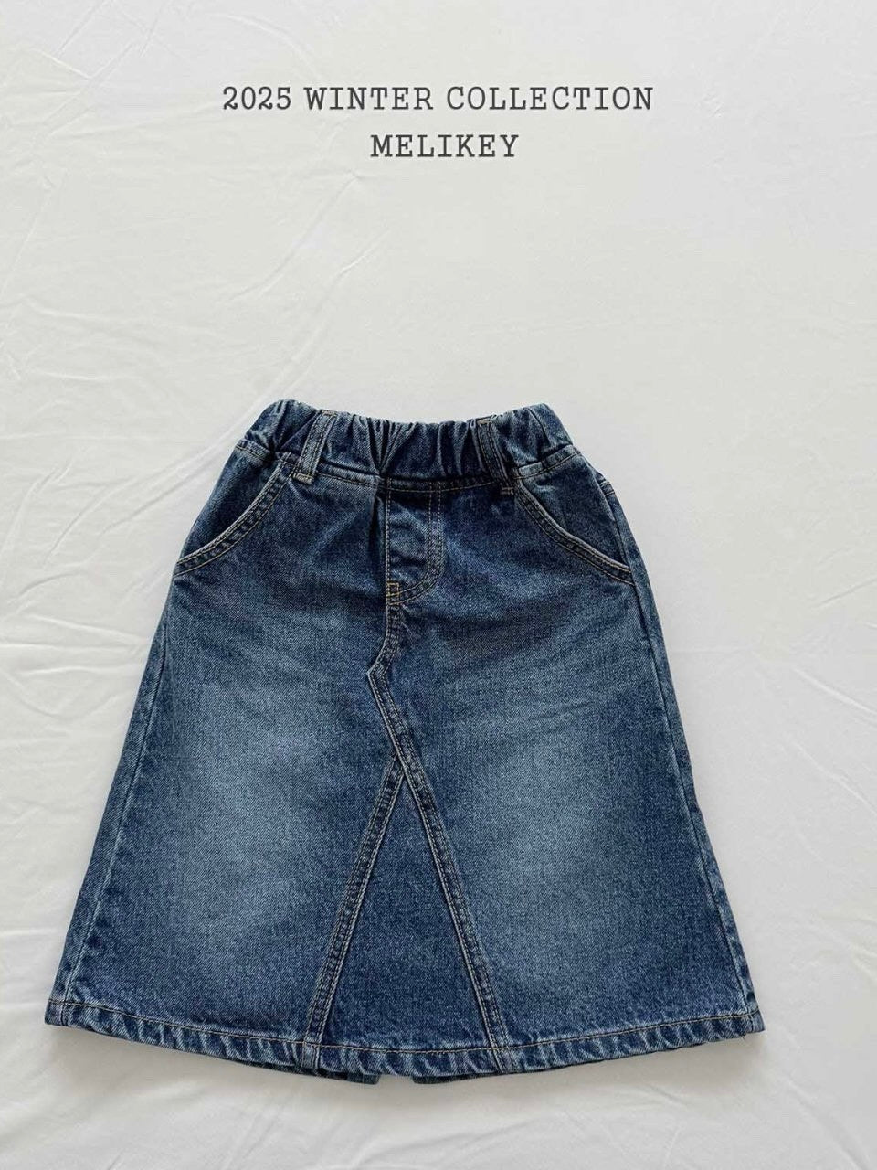 A-line long denim skirt