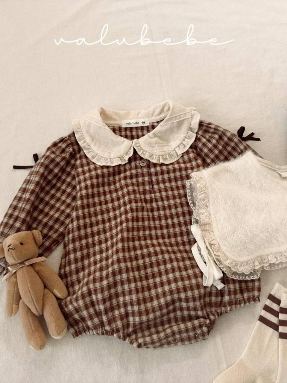 Frill ribbon collar rompers (baby)
