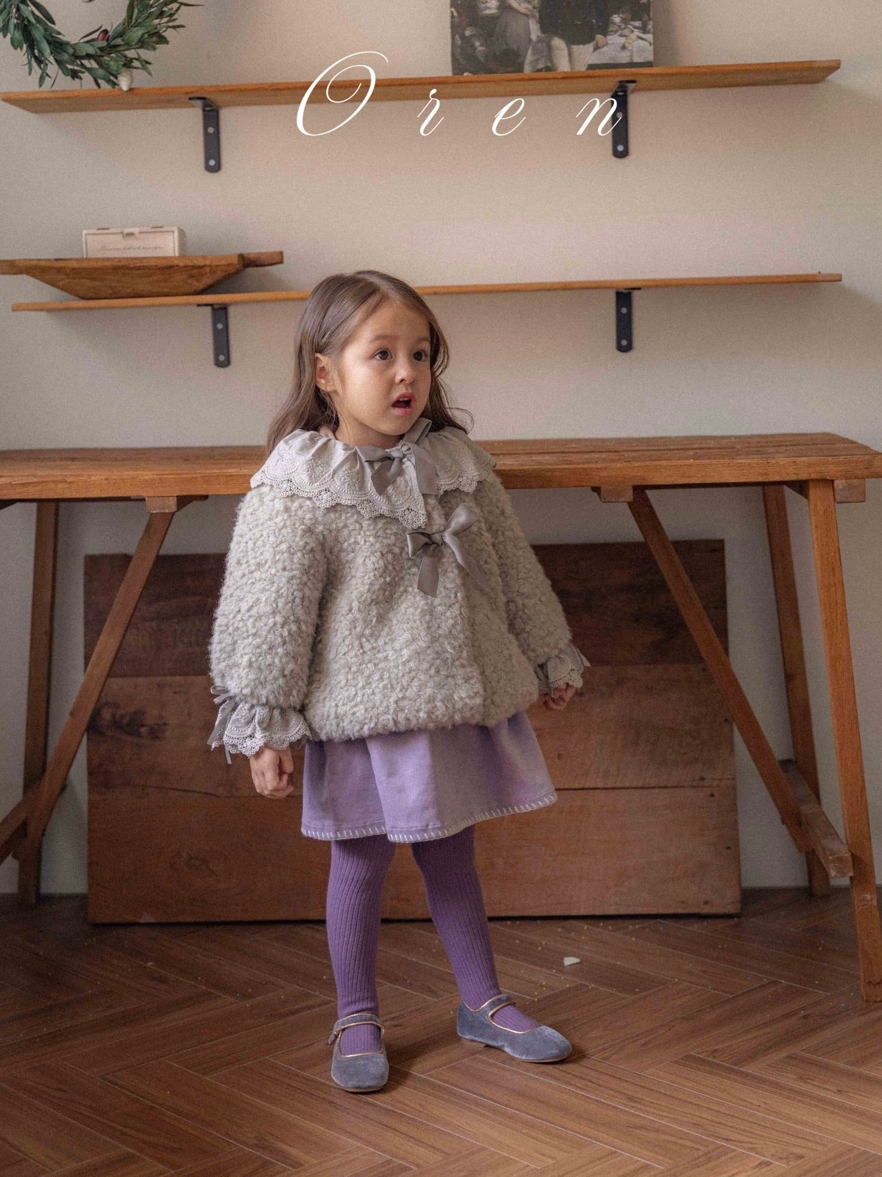 Velour ribbed tights