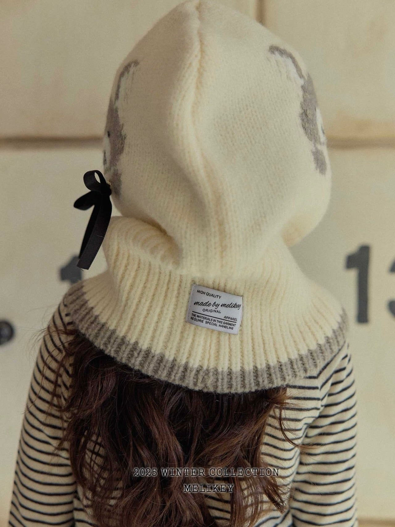 Bunny balaclava (with ribbon brooch)
