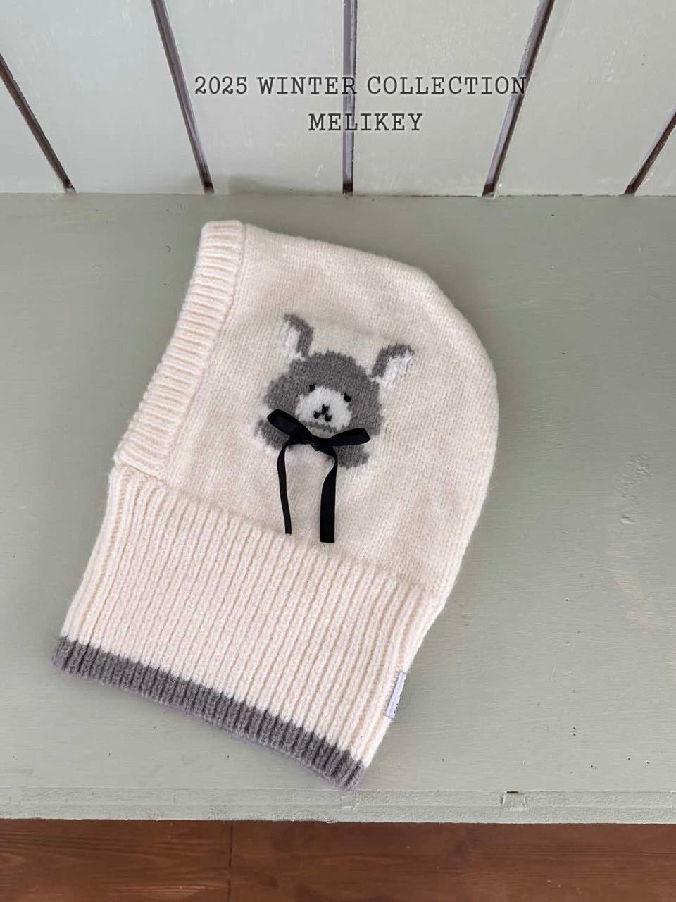 Bunny balaclava (with ribbon brooch)