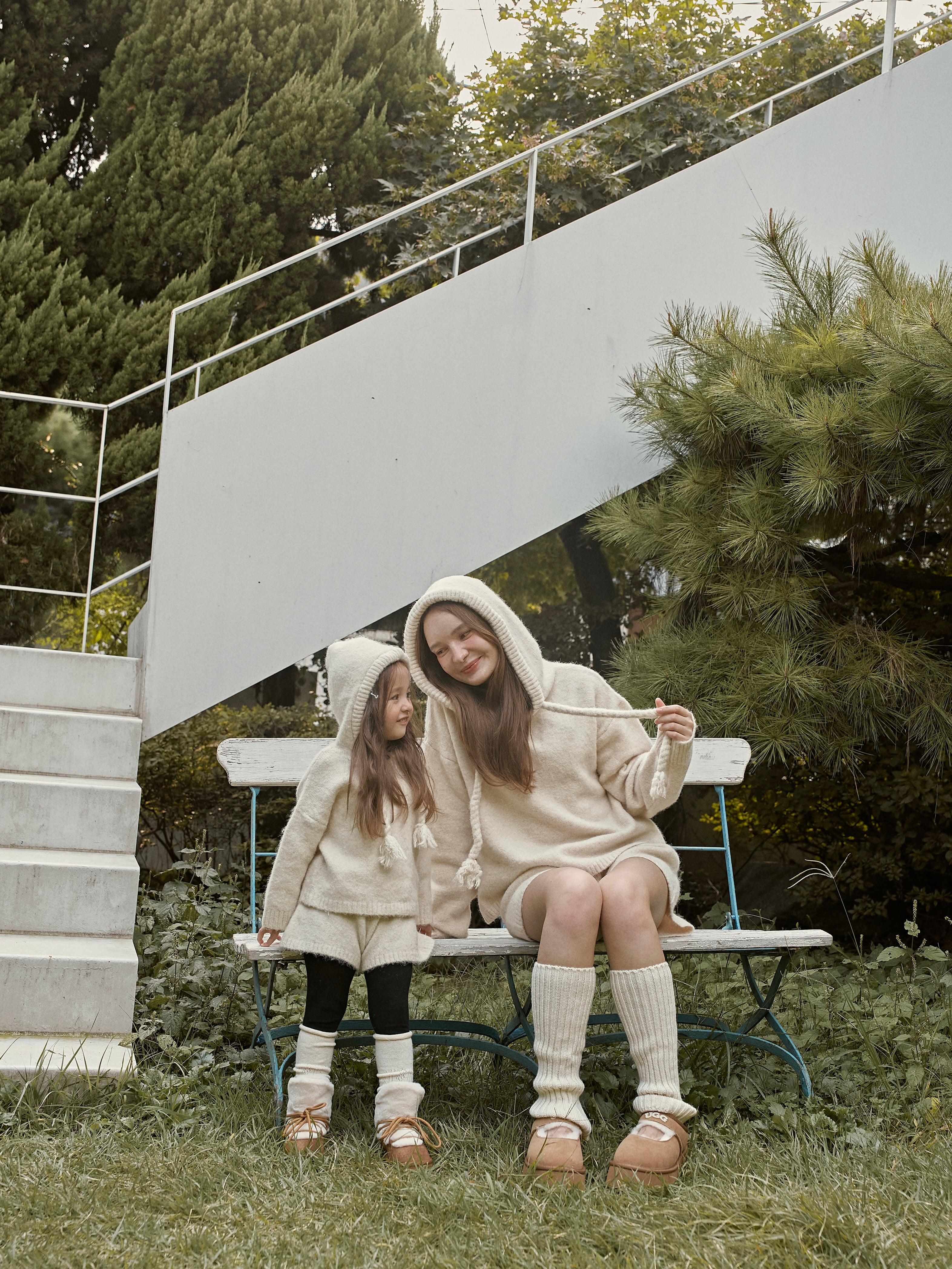 Knit hoodie set (kids and adult)