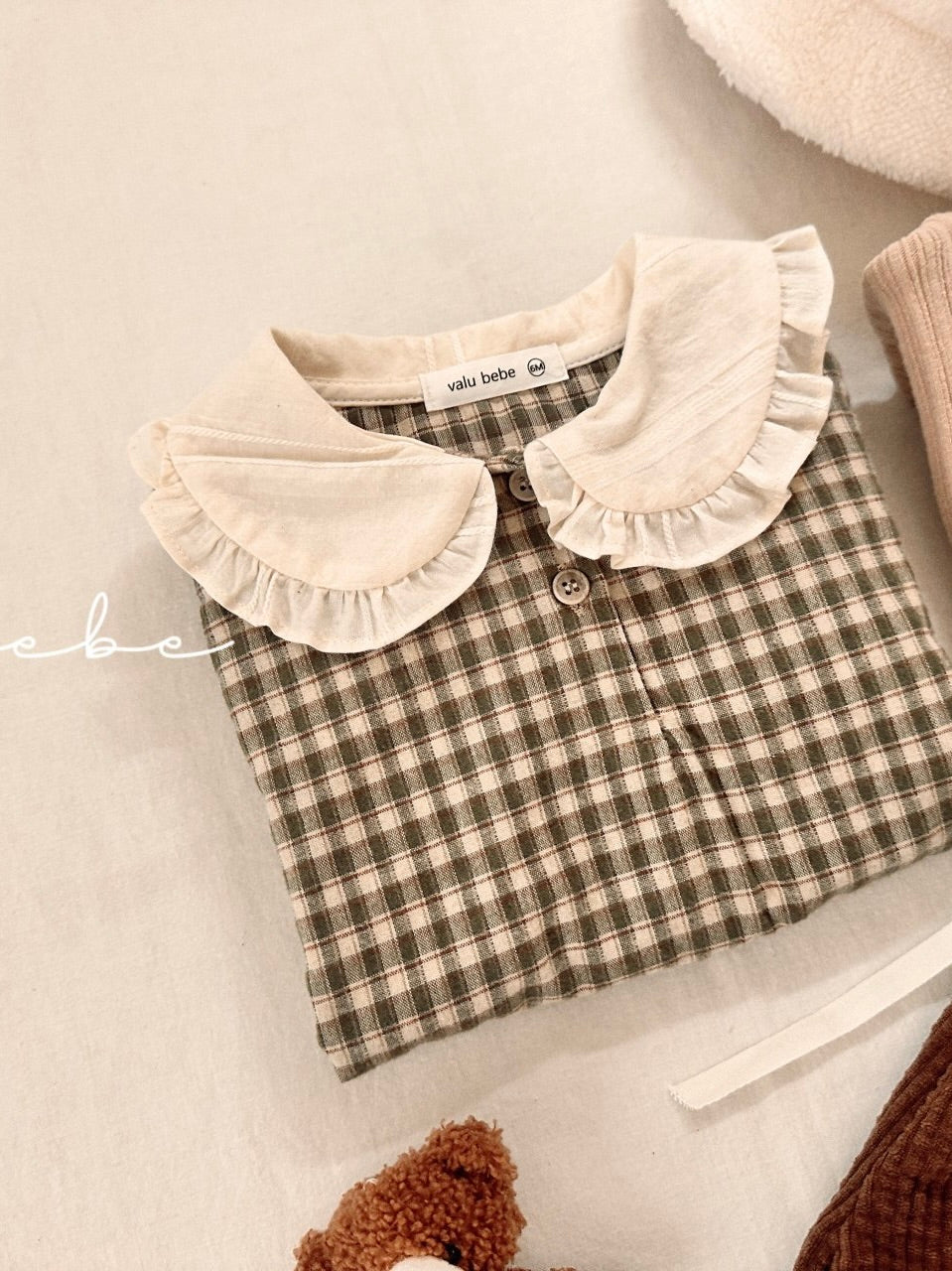 Frill ribbon collar rompers (baby)