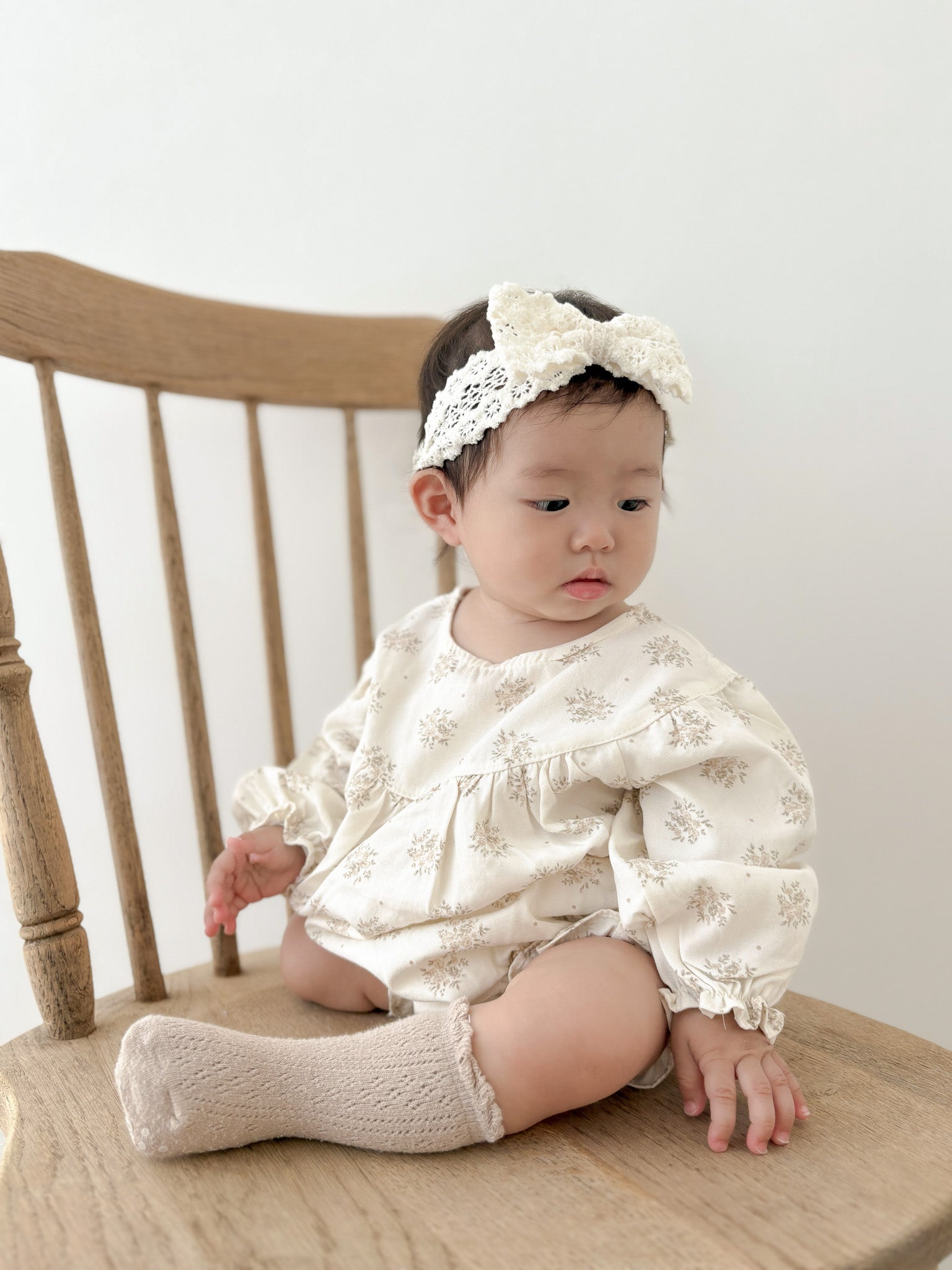 Shirring flower rompers