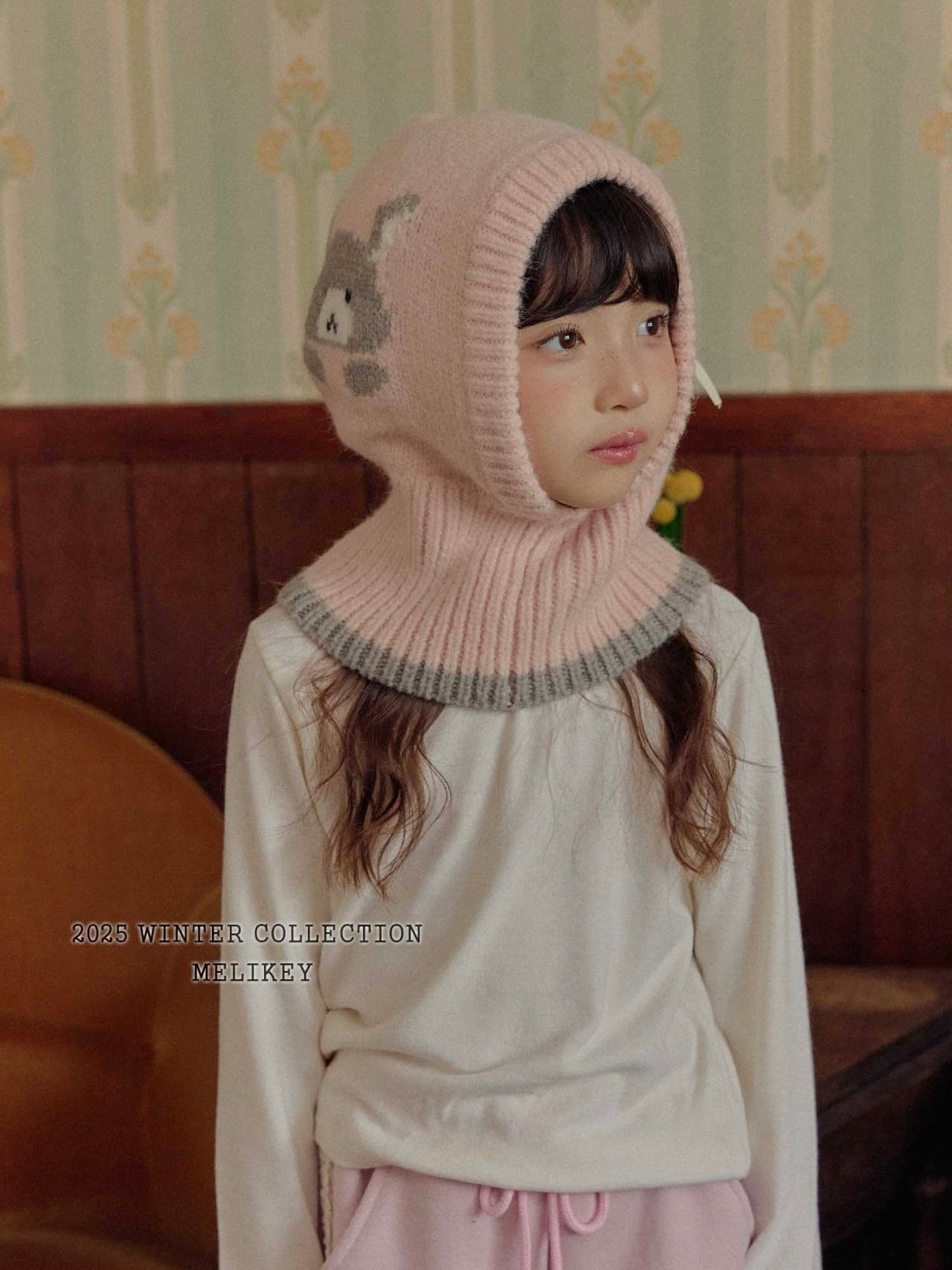 Bunny balaclava (with ribbon brooch)