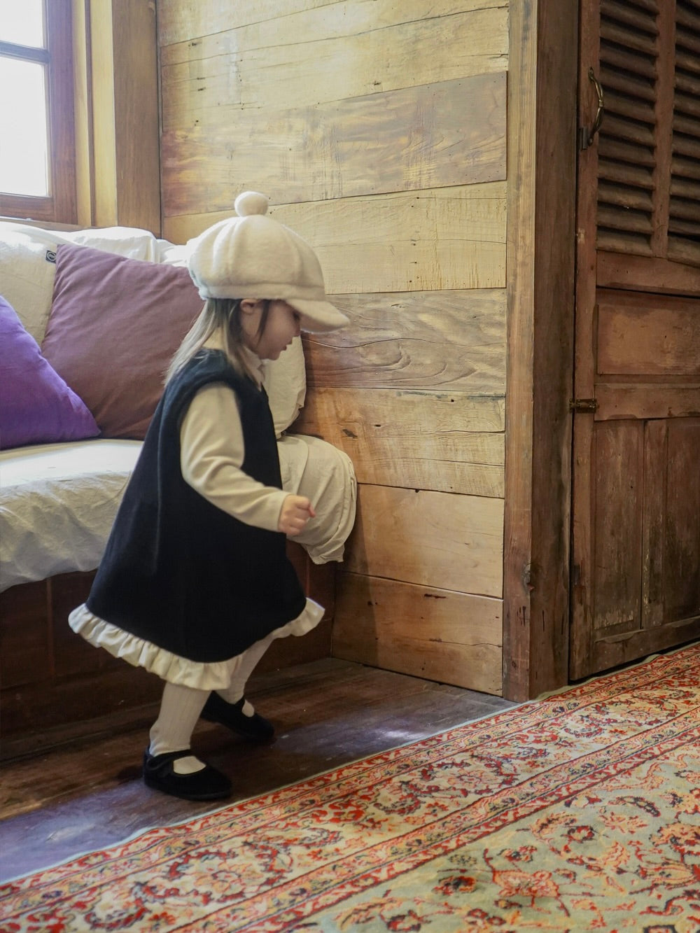 Corduroy frill one piece