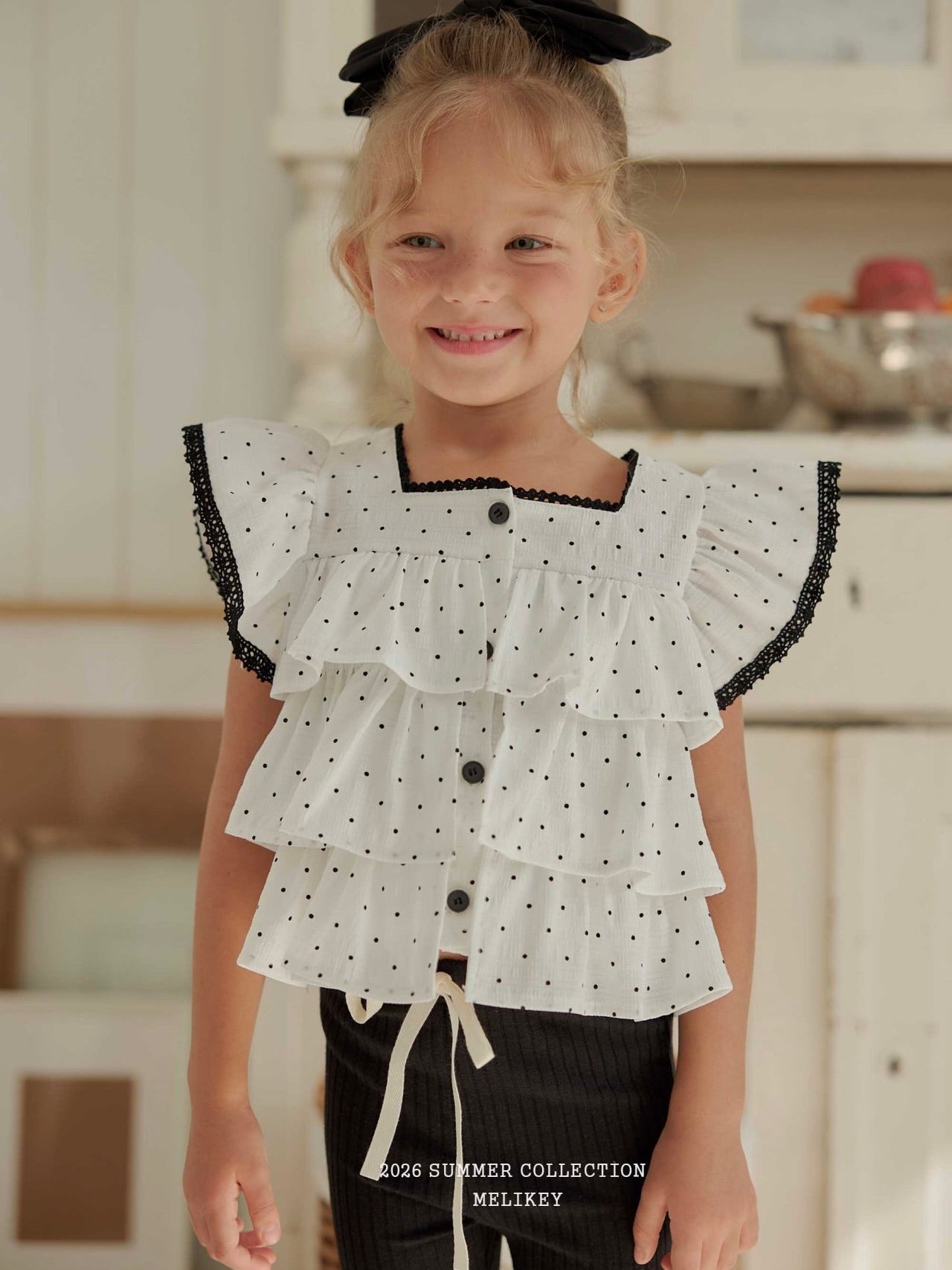 Dot tiered sleeveless top