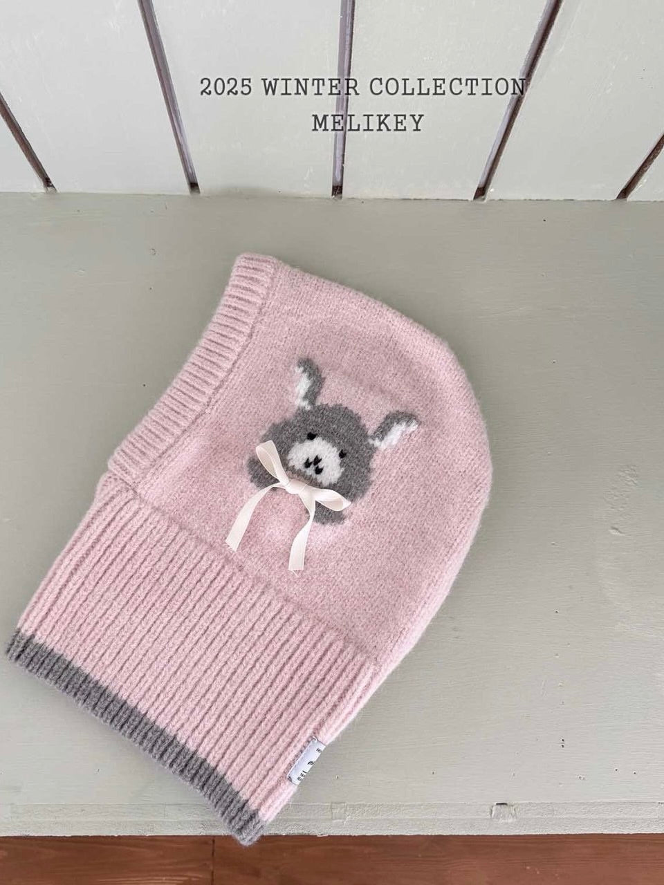 Bunny balaclava (with ribbon brooch)