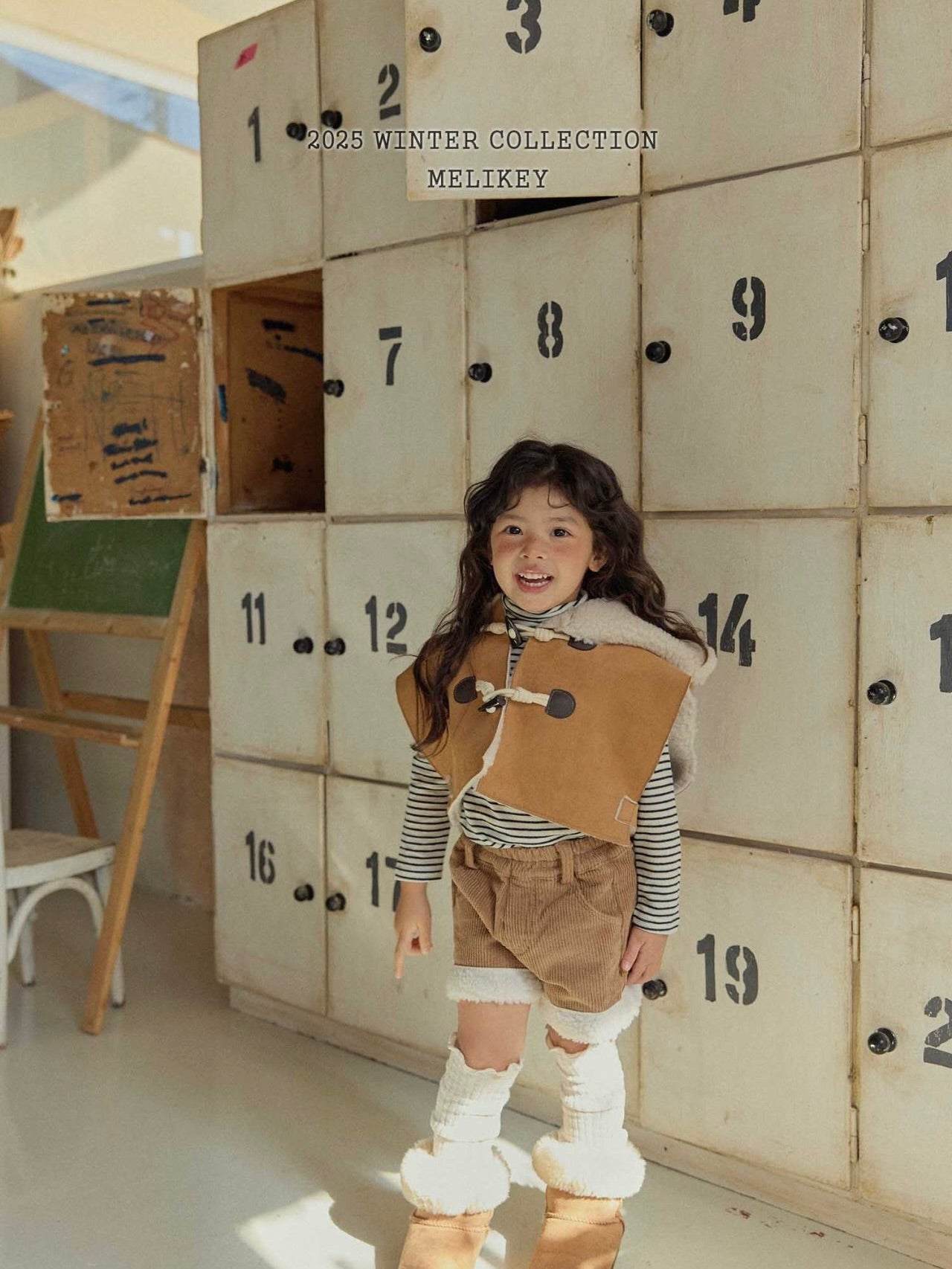 Shearling hooded cape