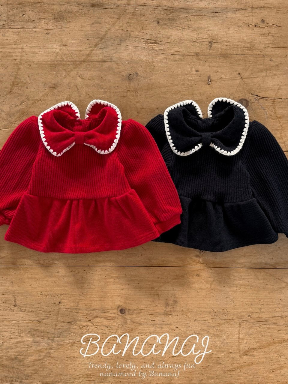 Ribbon waffle collar T