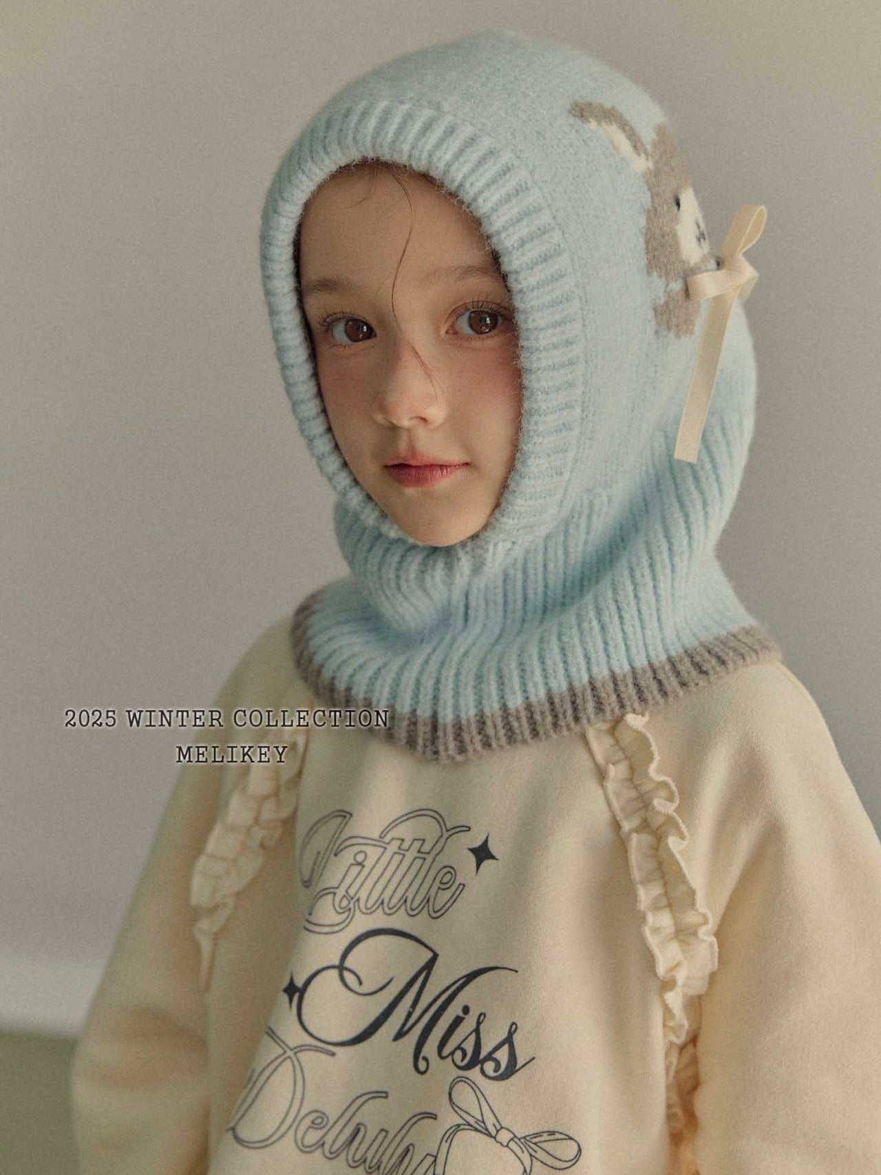 Bunny balaclava (with ribbon brooch)