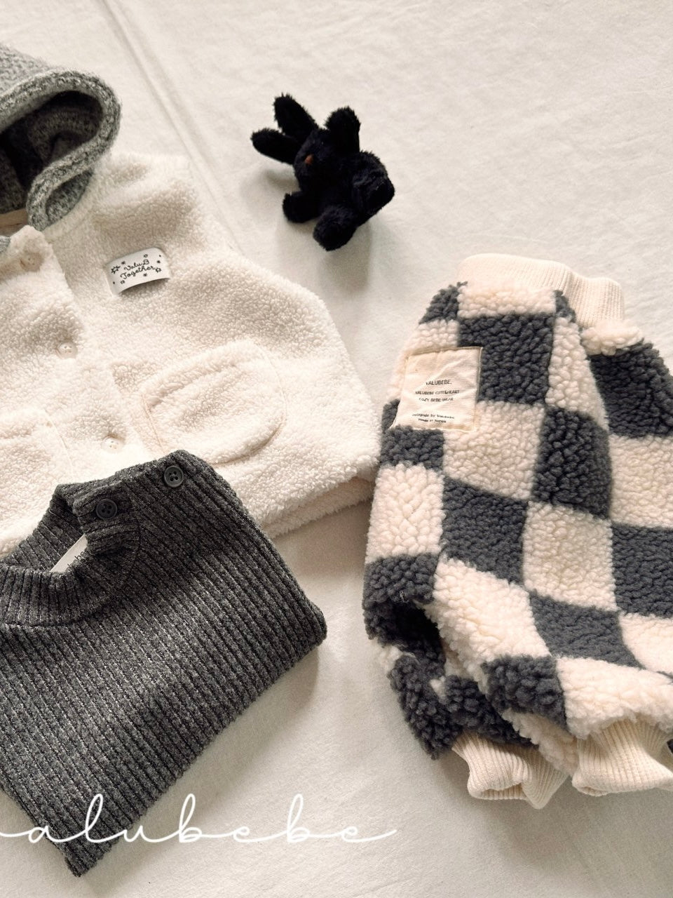 Big check fluffy jogger pants (baby)