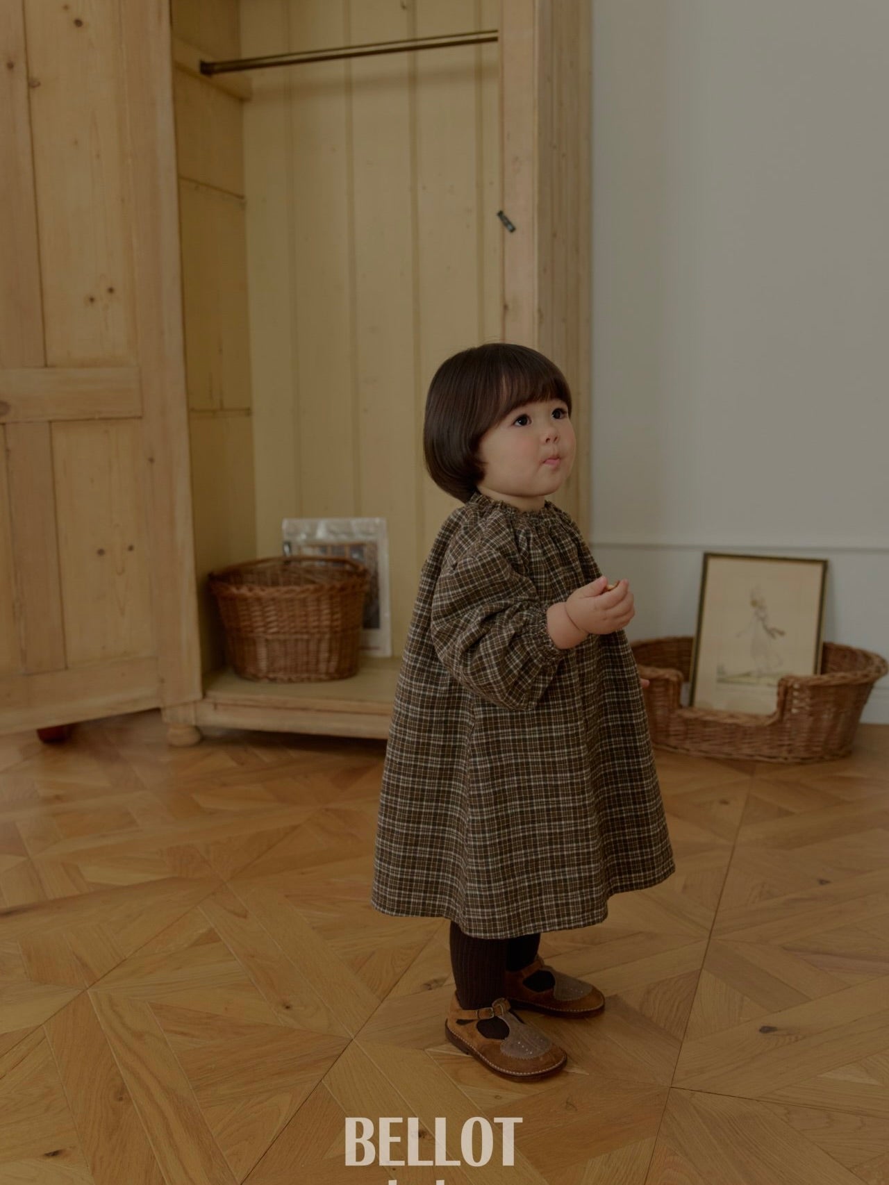 Peach check one piece