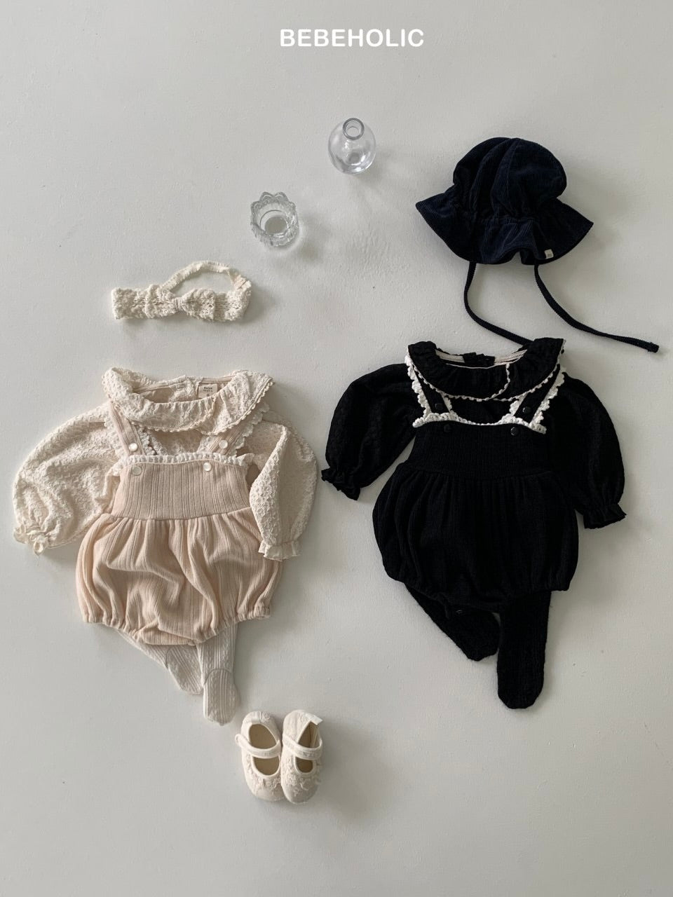 Lumi lace suspender rompers