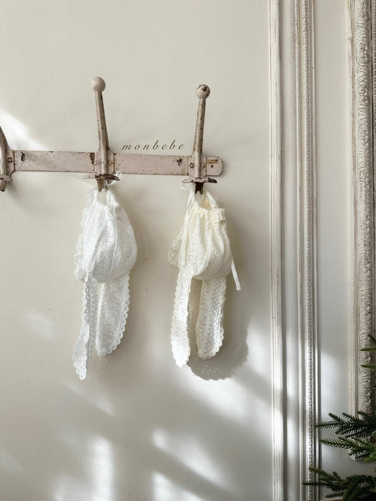 Winter bunny lace bonnet