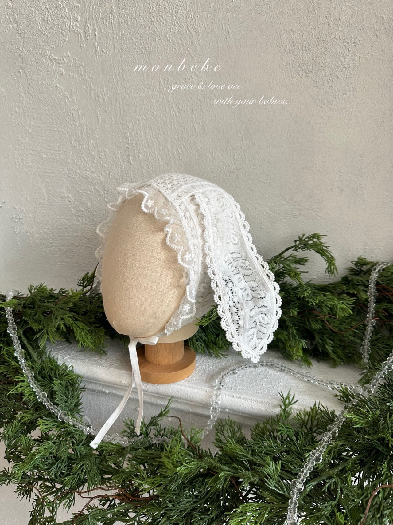 Winter bunny lace bonnet