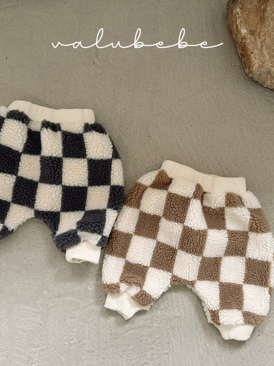 Big check fluffy jogger pants (baby)