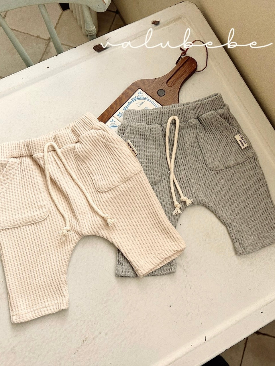 Wide waffle baggy pants