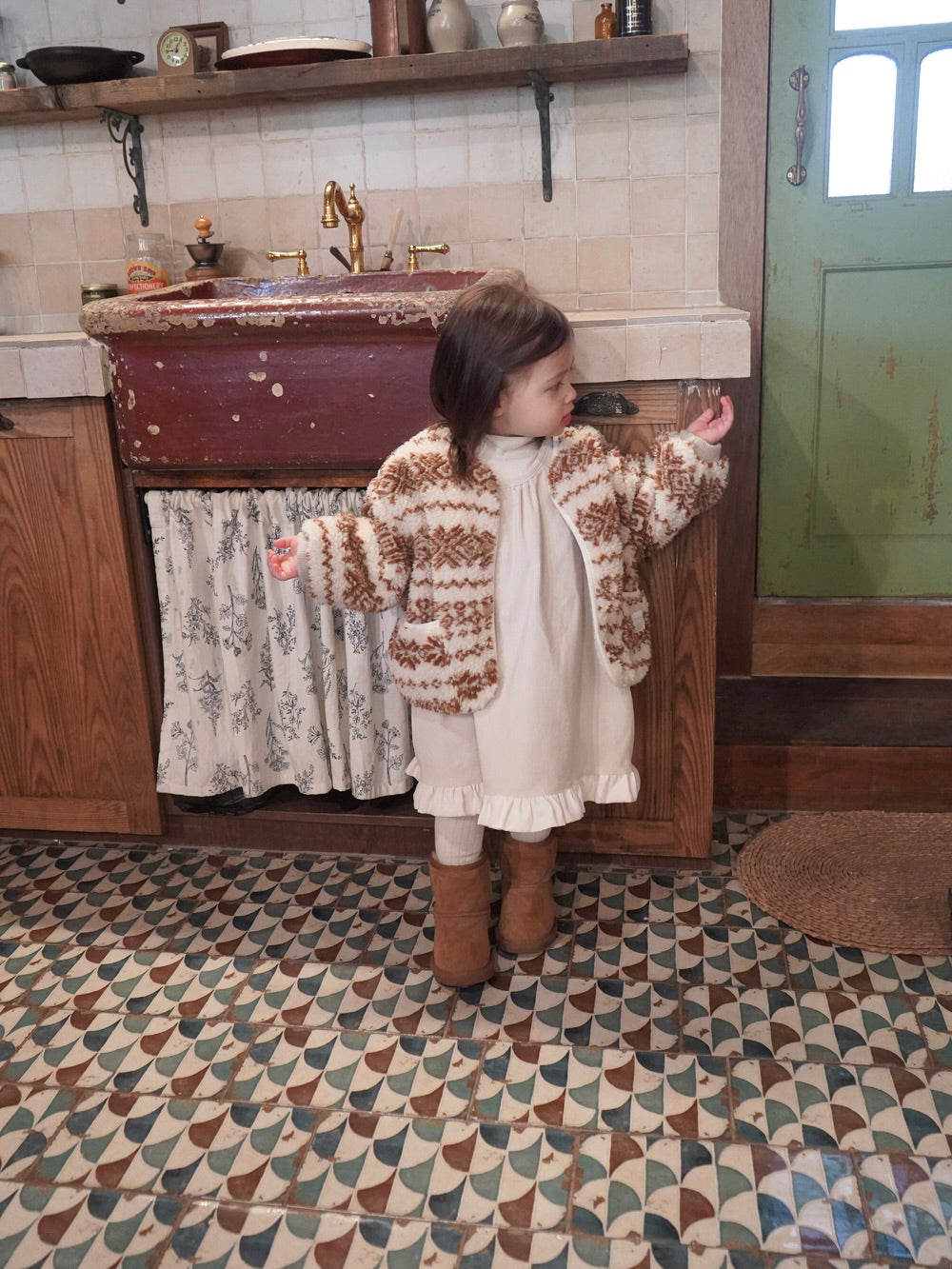 Corduroy frill one piece