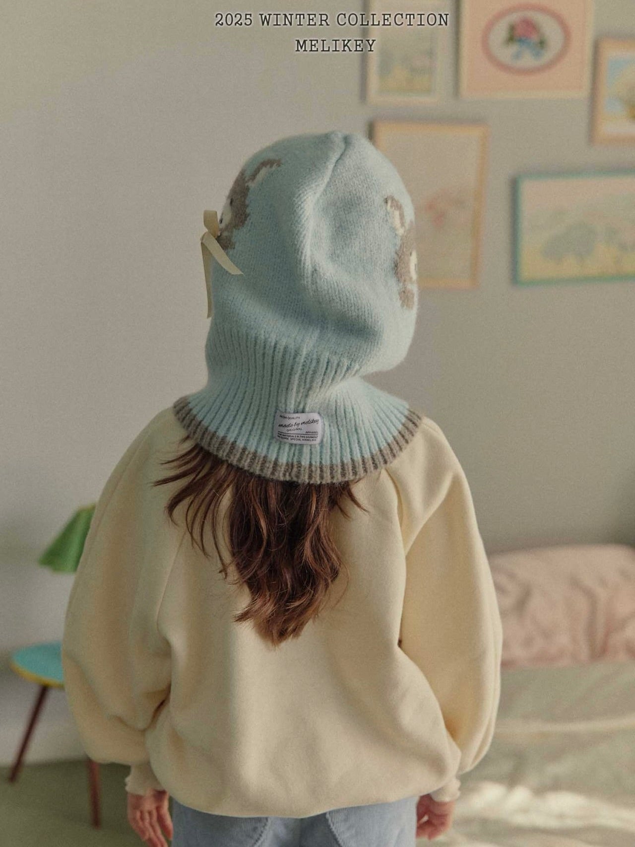 Bunny balaclava (with ribbon brooch)