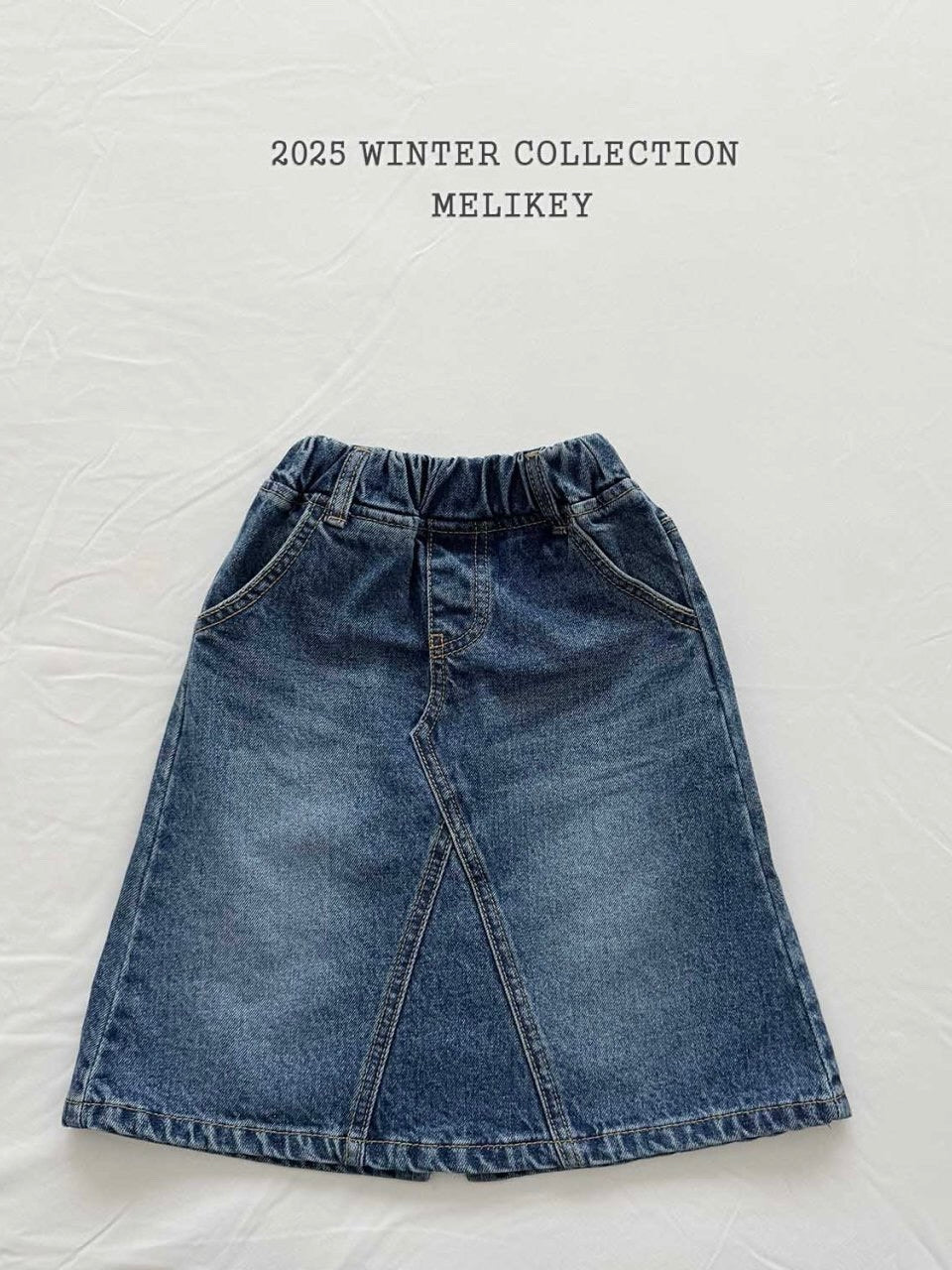 A-line long denim skirt