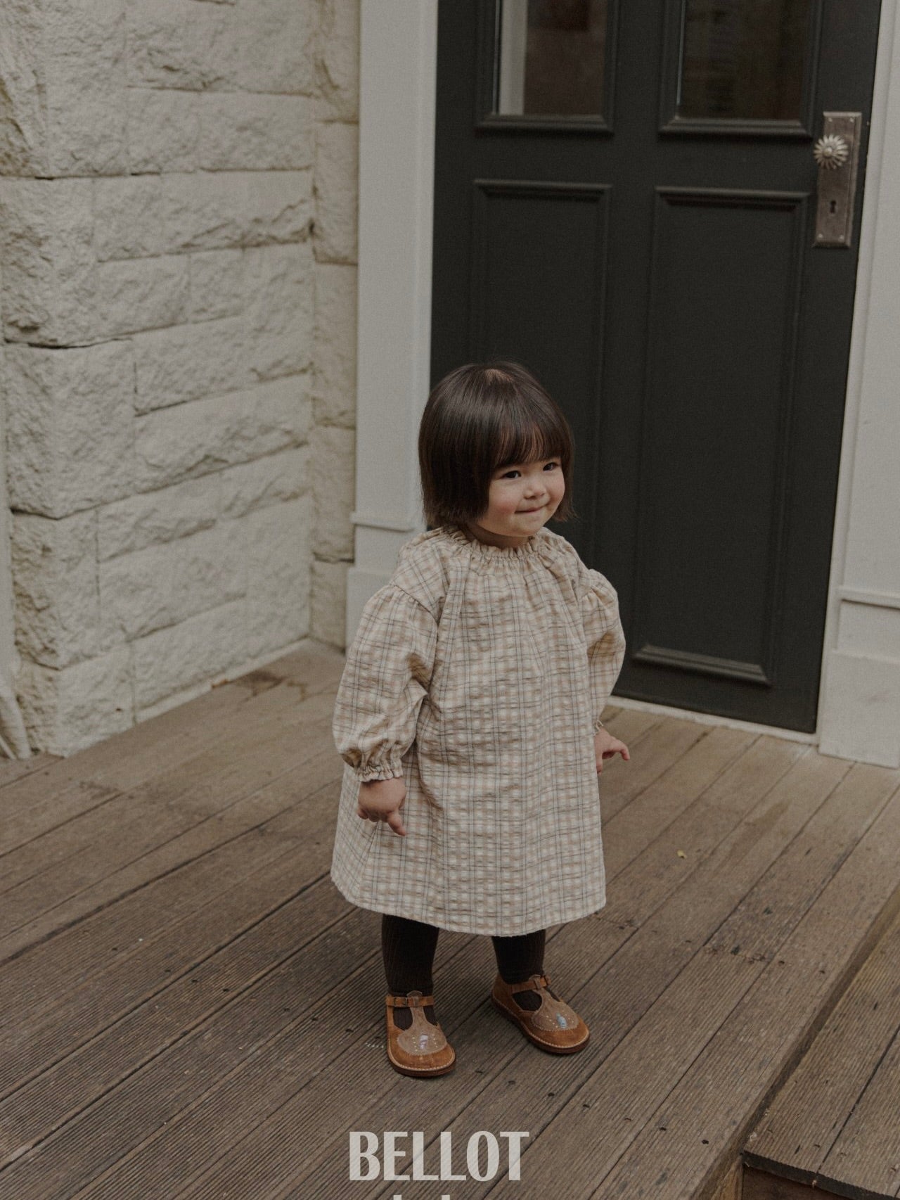 Peach check one piece