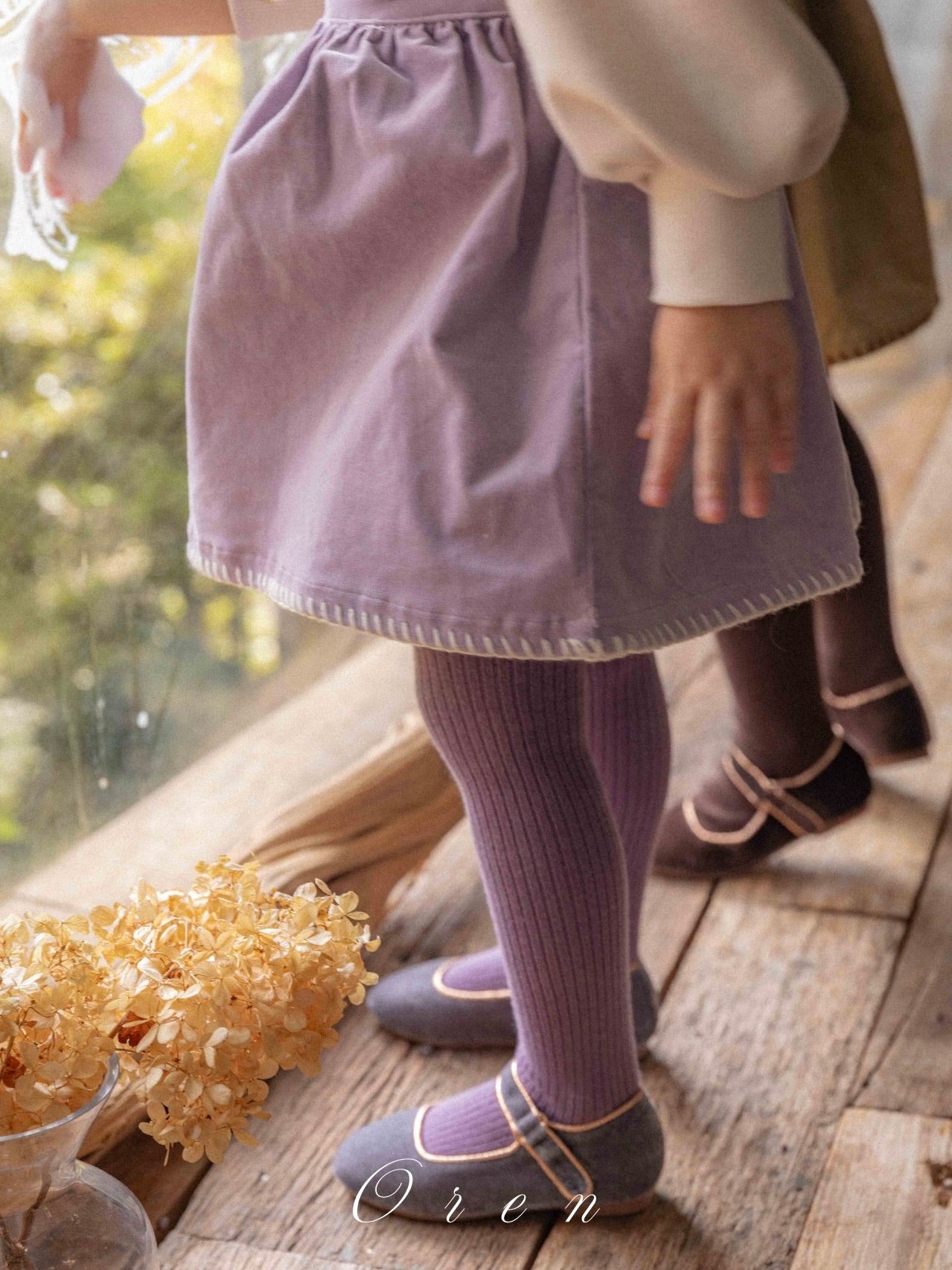 Velour ribbed tights