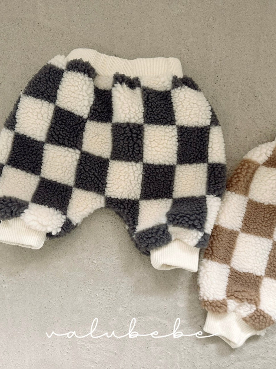 Big check fluffy jogger pants (baby)