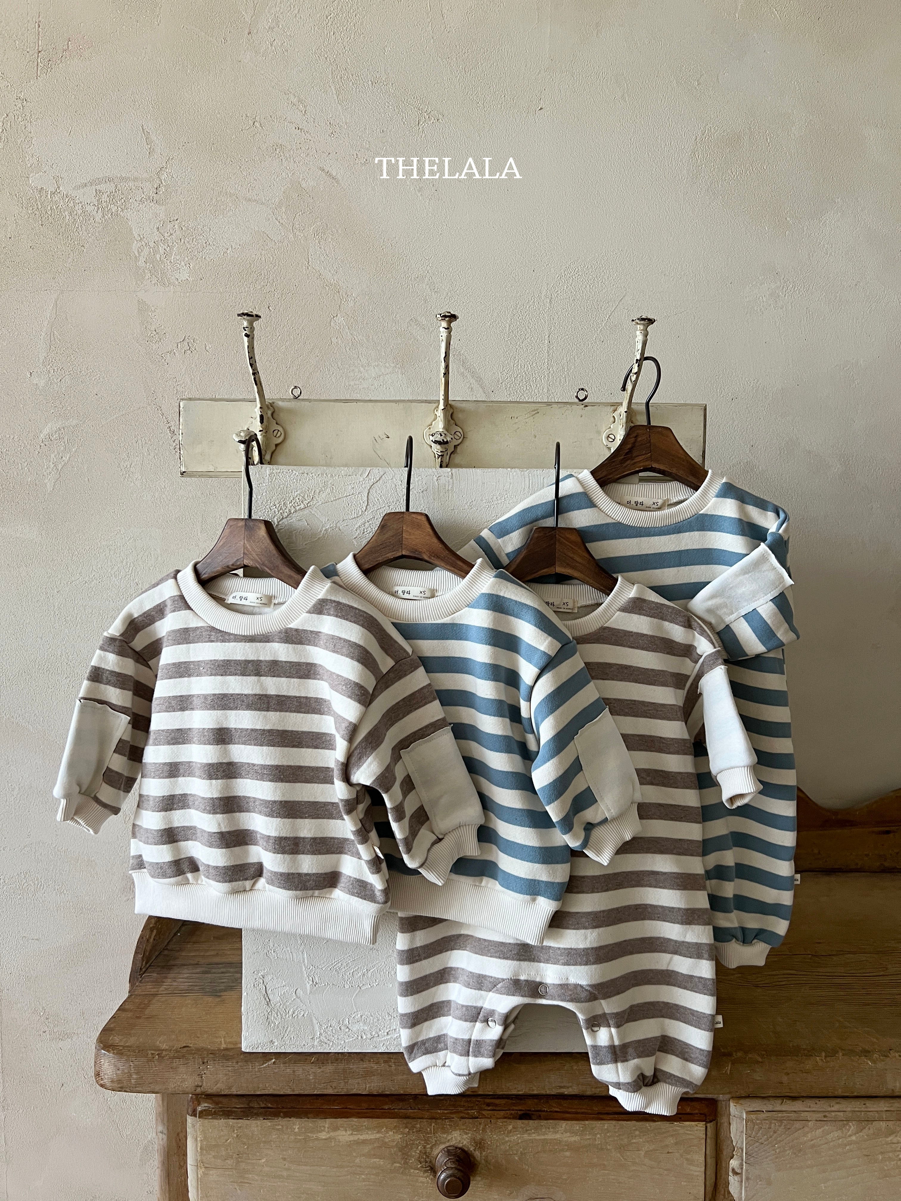 Natural stripe rompers