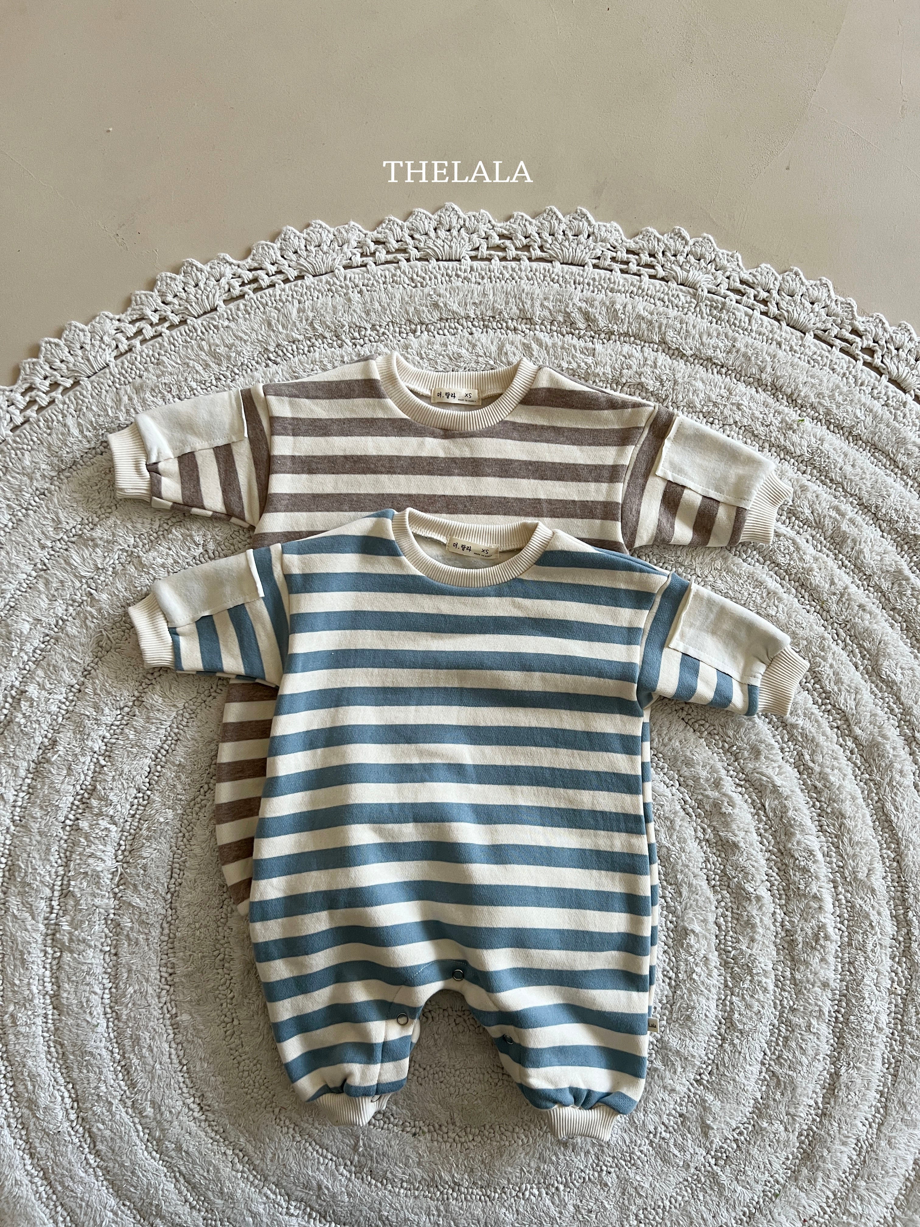 Natural stripe rompers