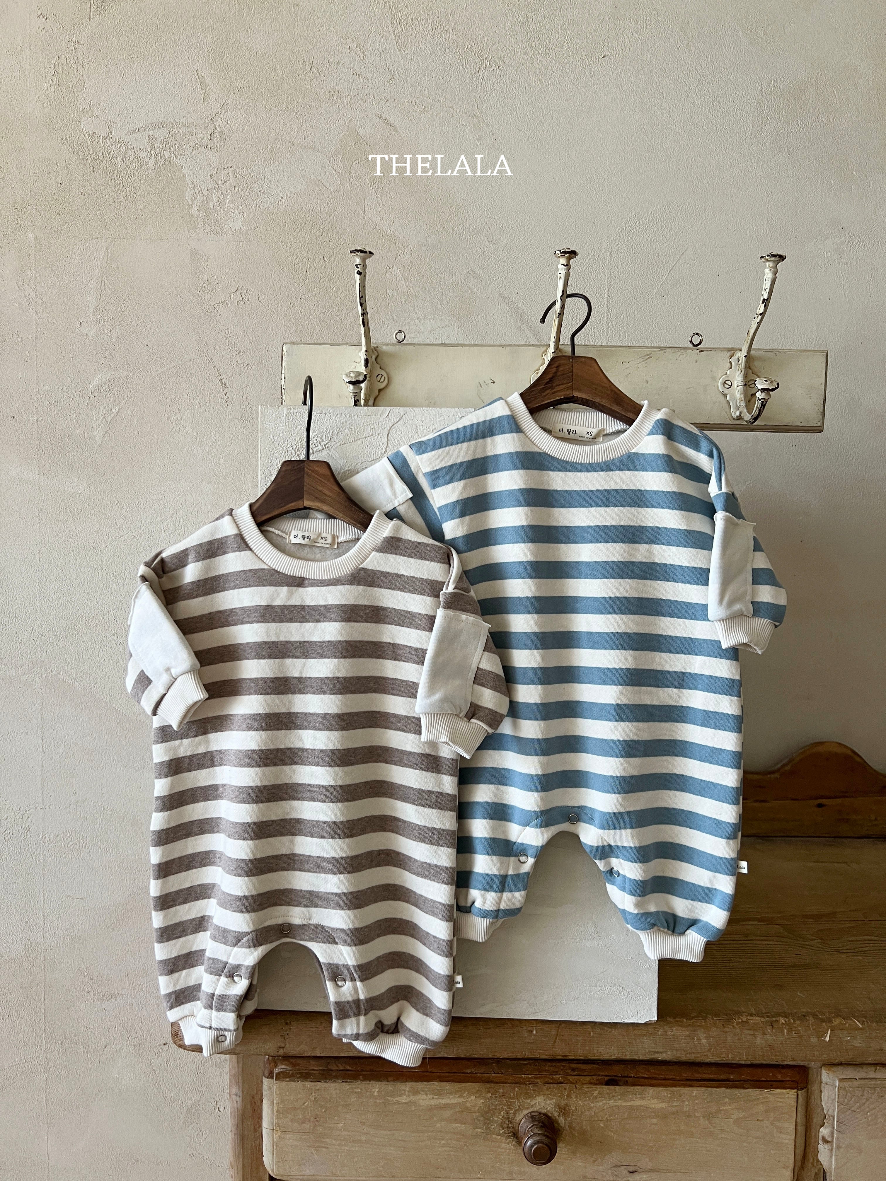 Natural stripe rompers