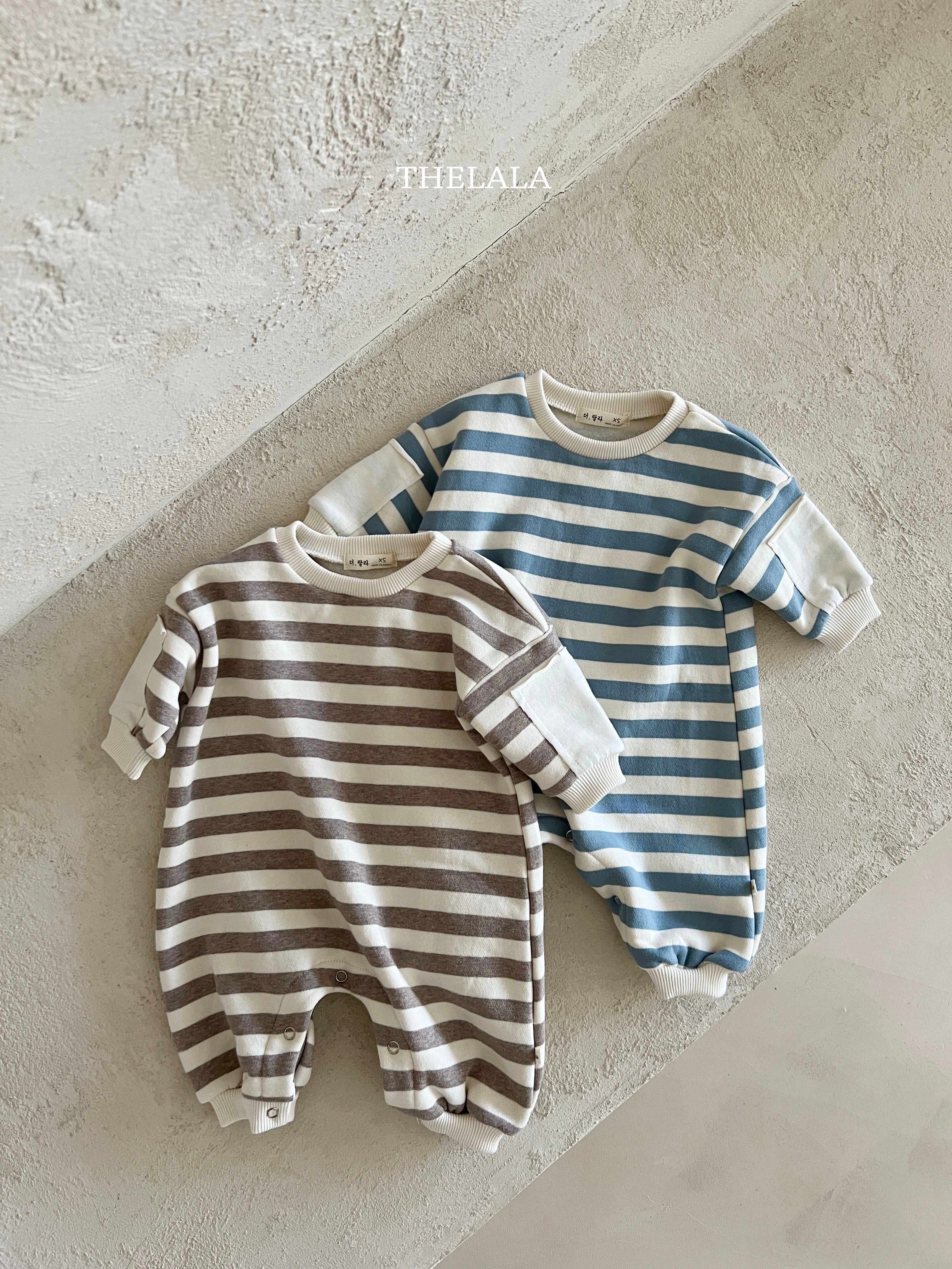 Natural stripe rompers