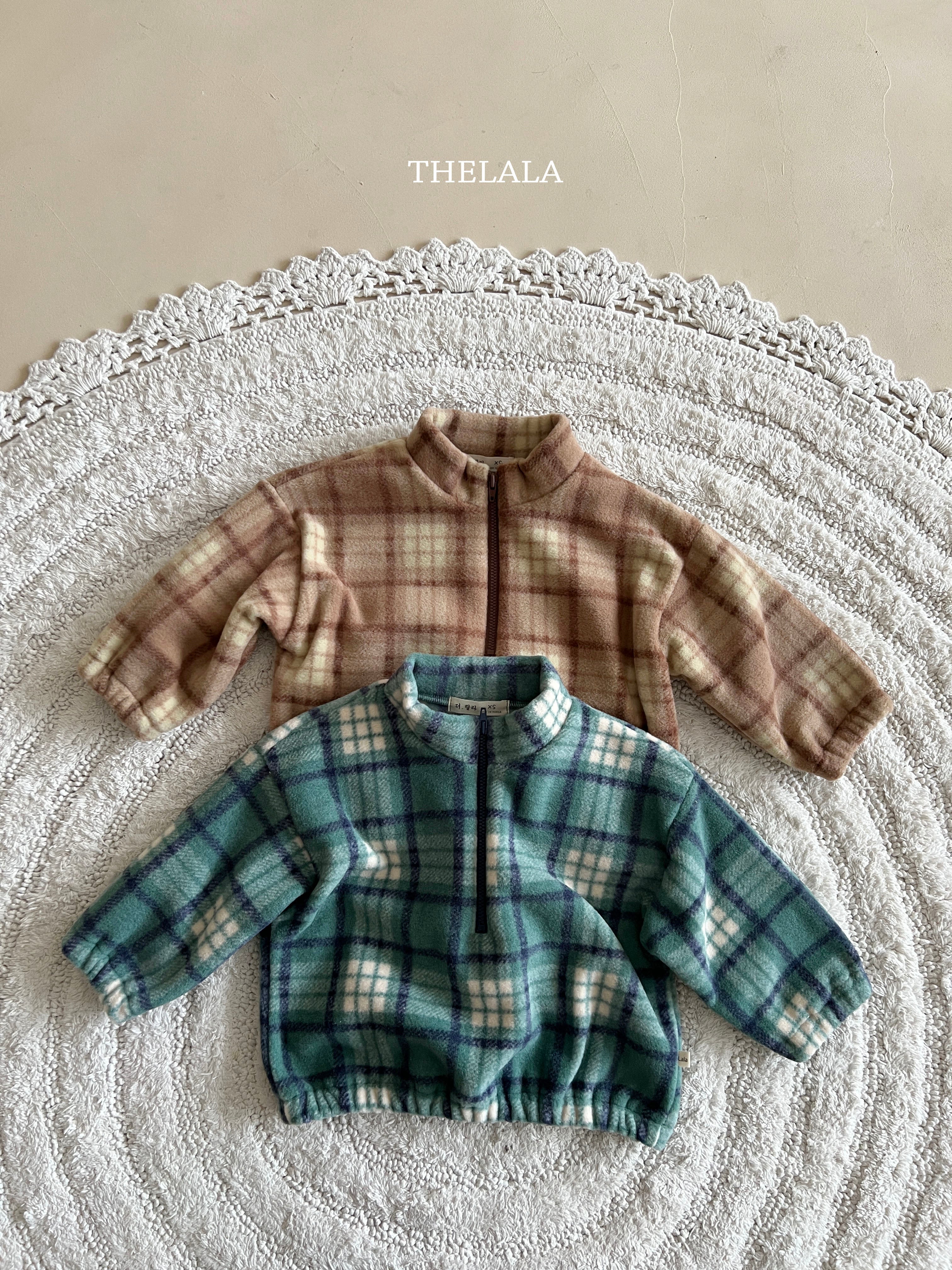 Check half zipper sweater