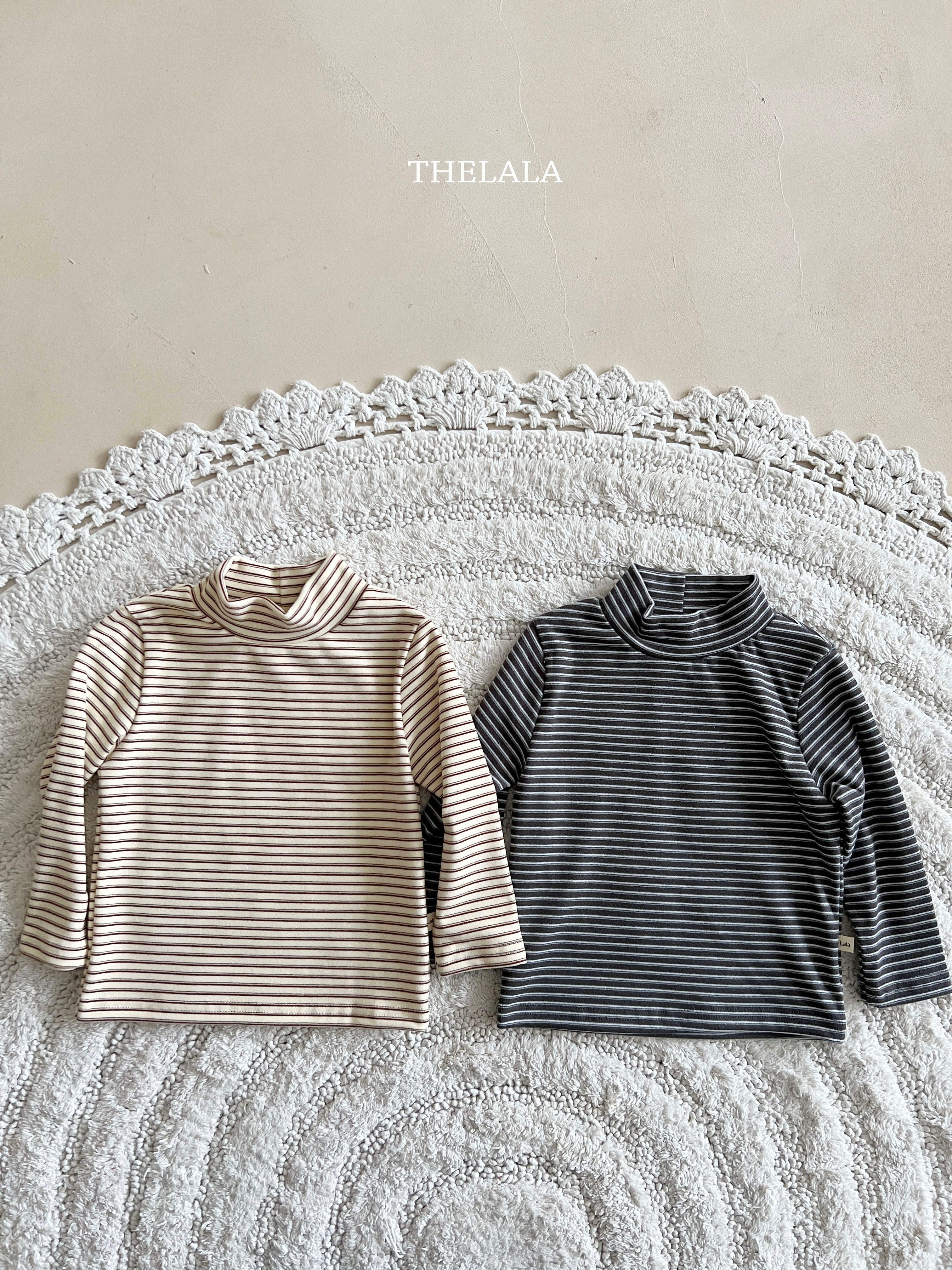 Stripe half neck T