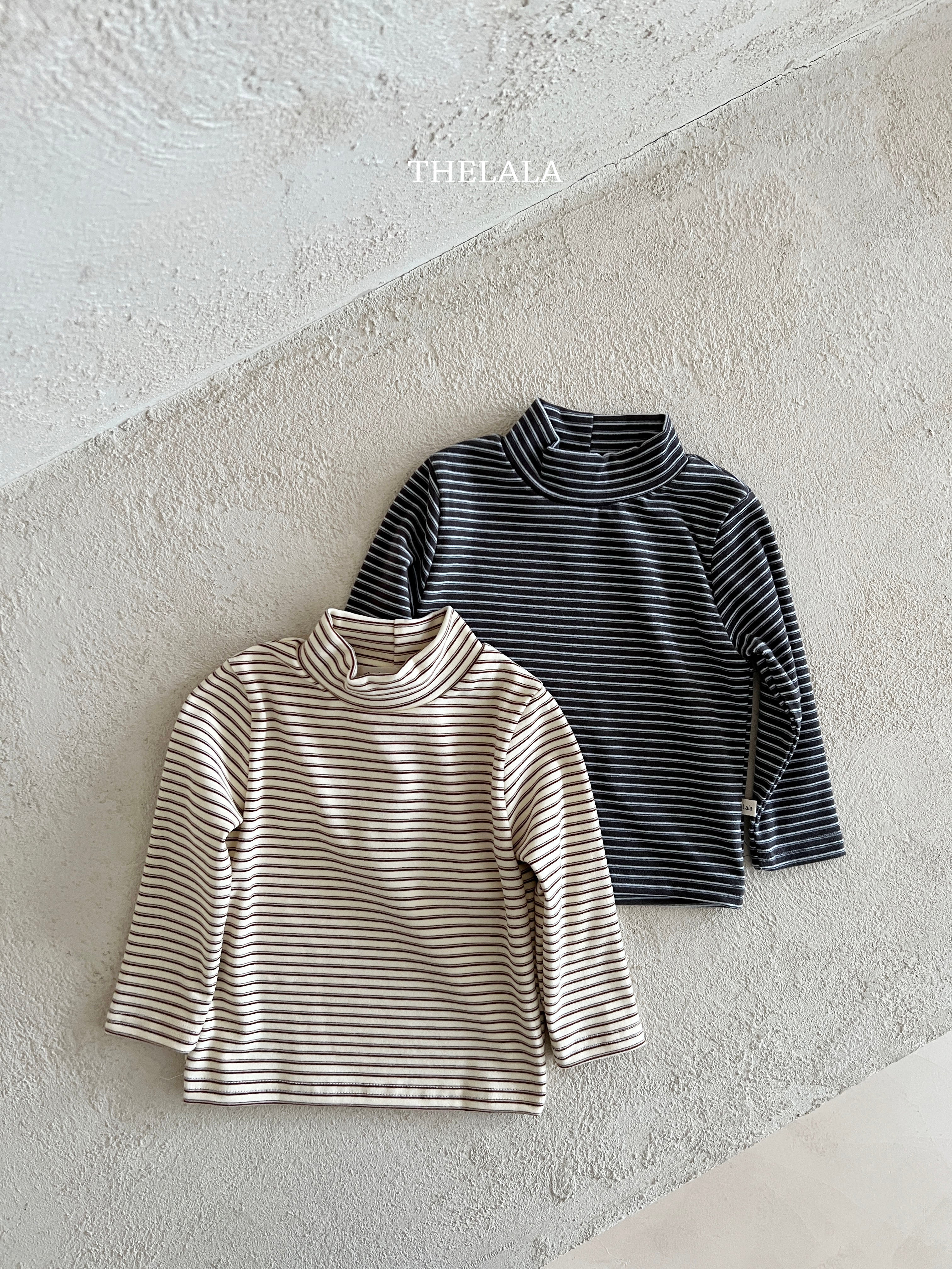 Stripe half neck T