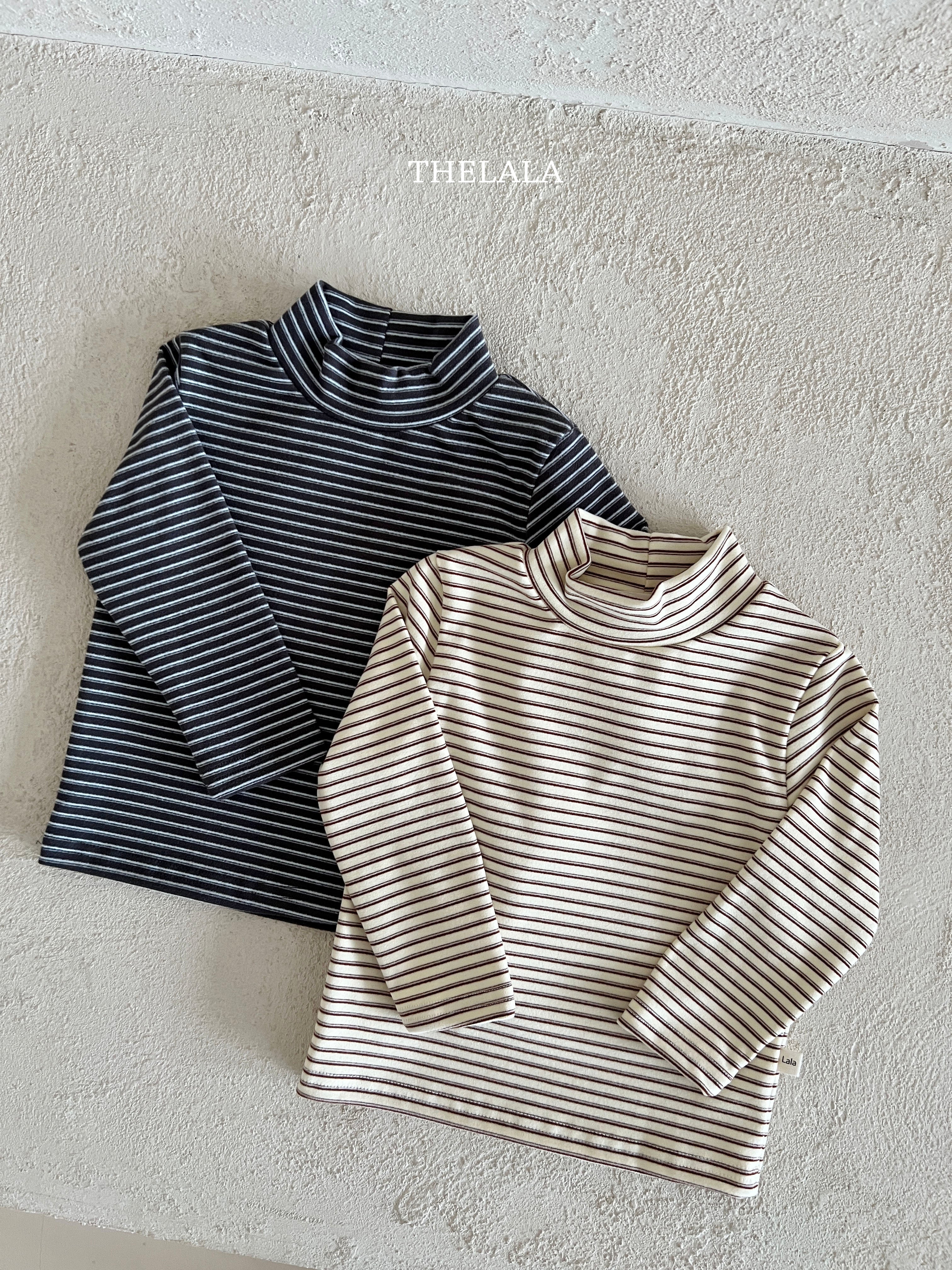 Stripe half neck T
