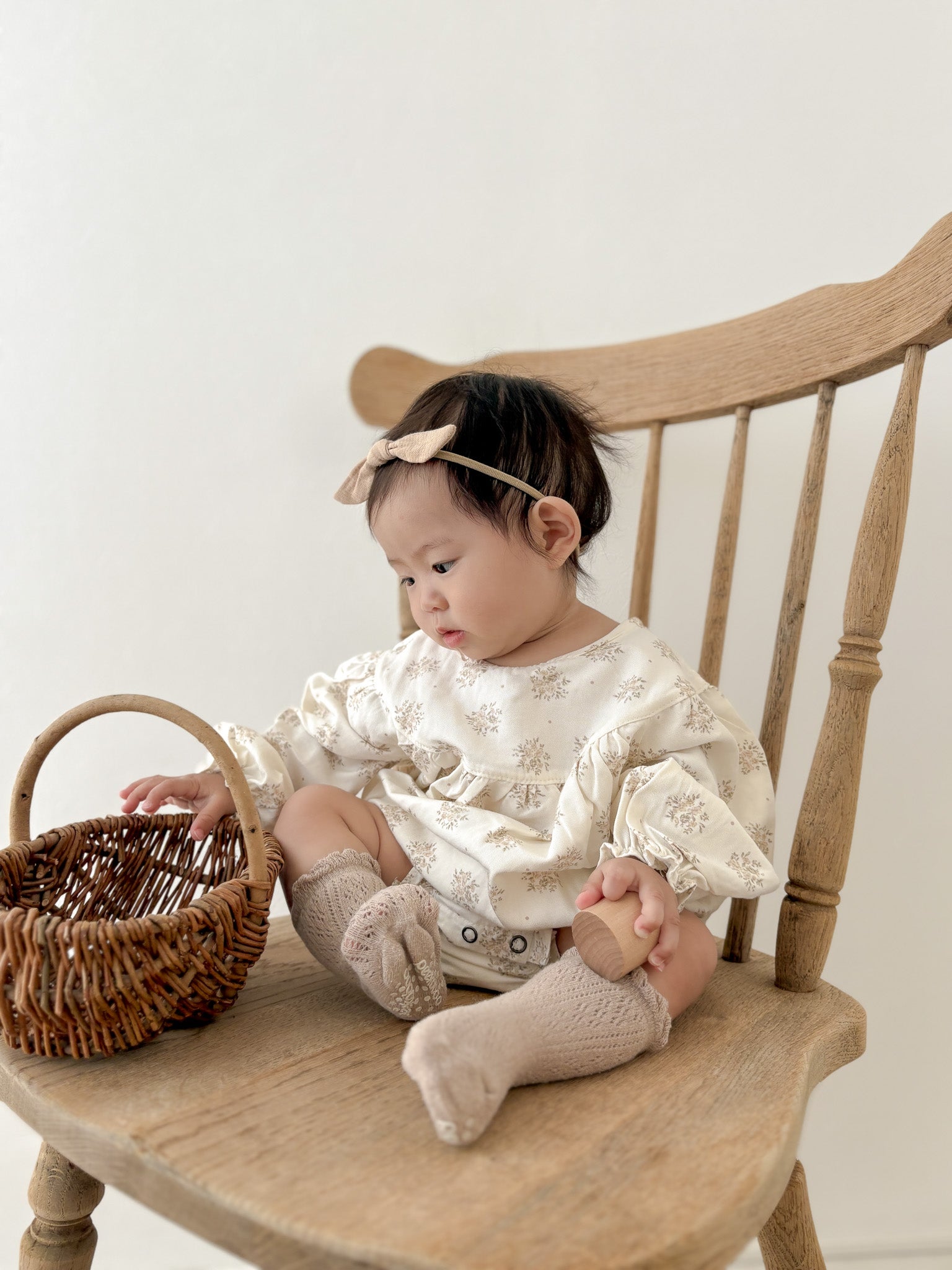 Shirring flower rompers