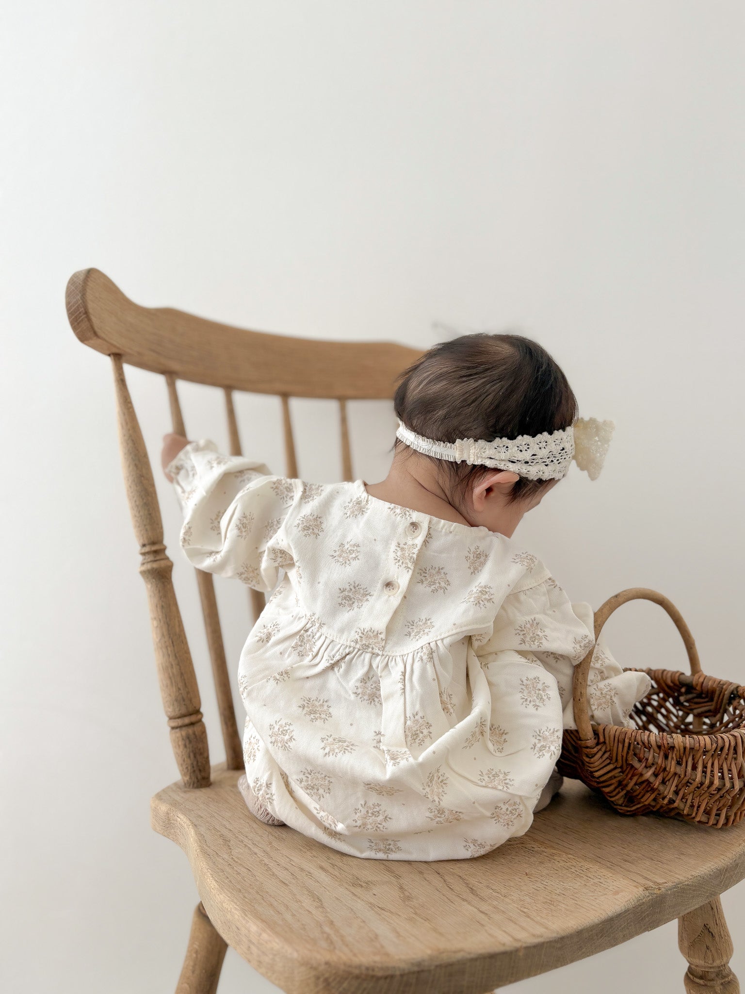 Shirring flower rompers