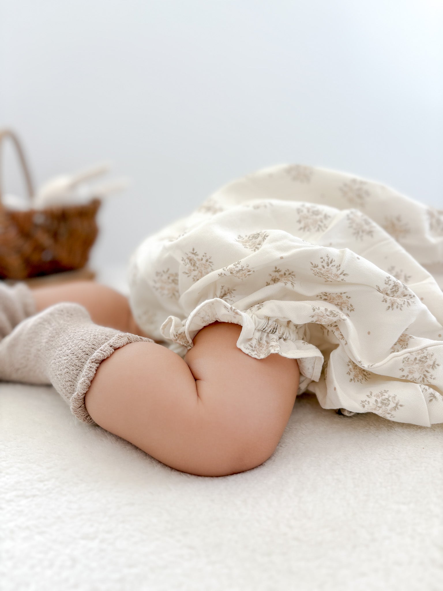 Shirring flower rompers