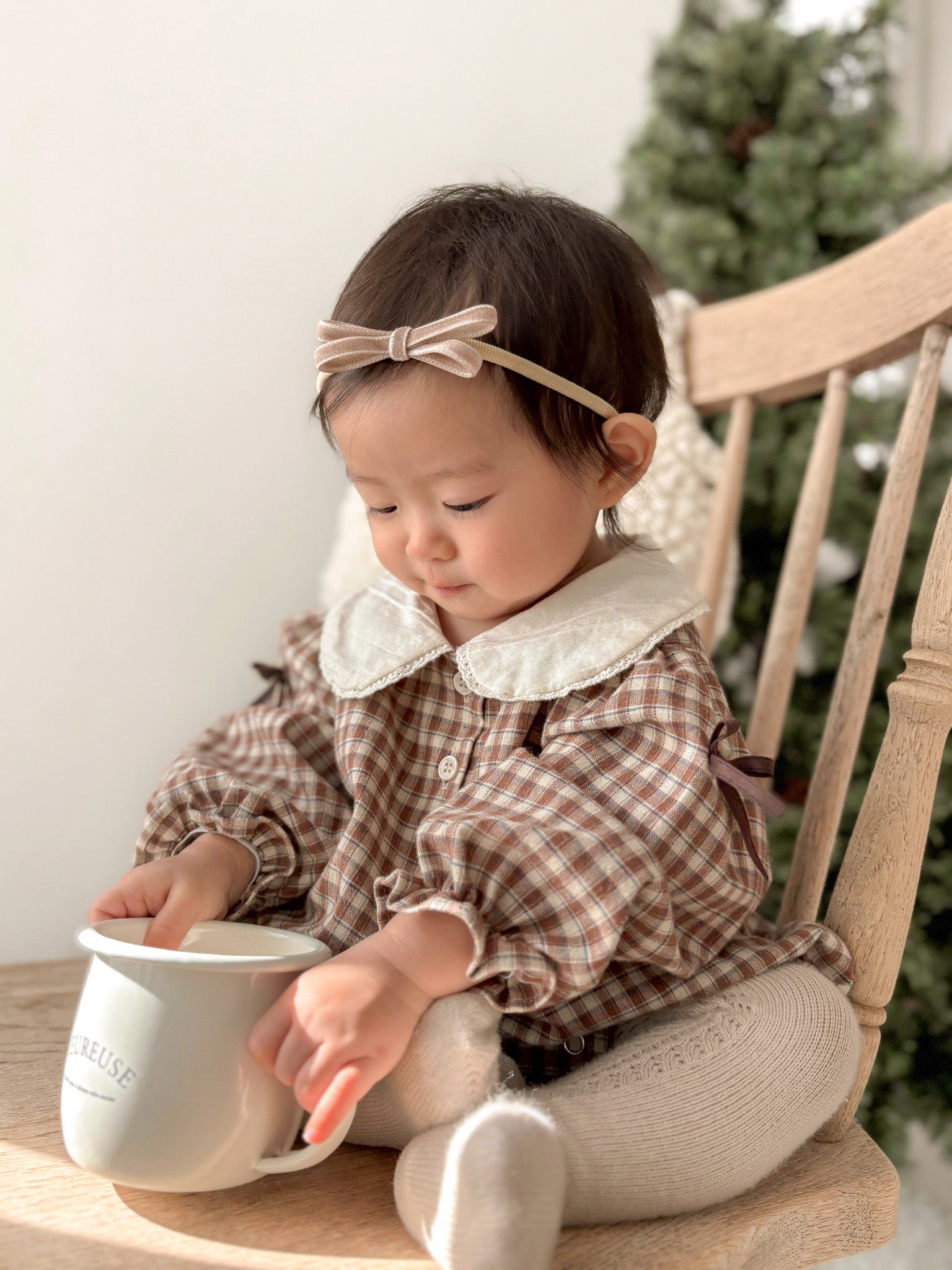 Frill ribbon collar rompers (baby)