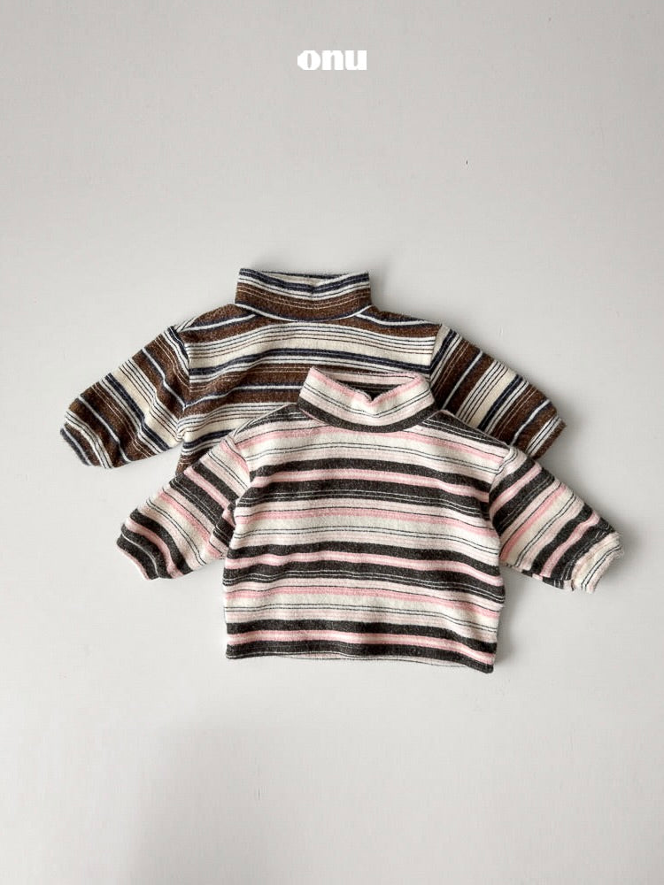 Multi stripe half neck T