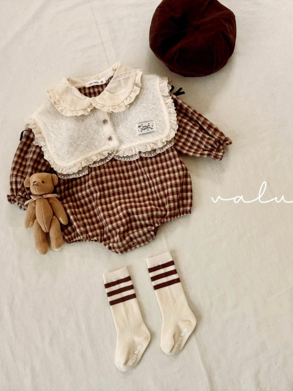 Frill ribbon collar rompers (baby)
