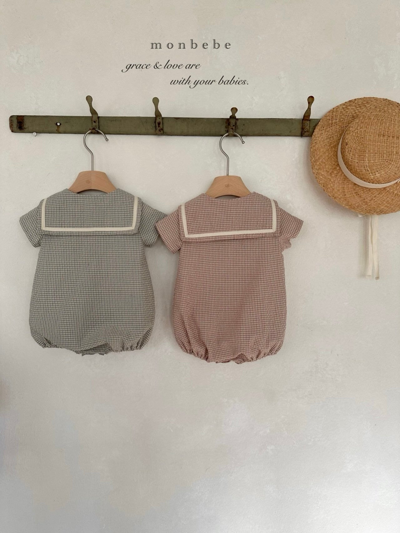 Checked sailor rompers