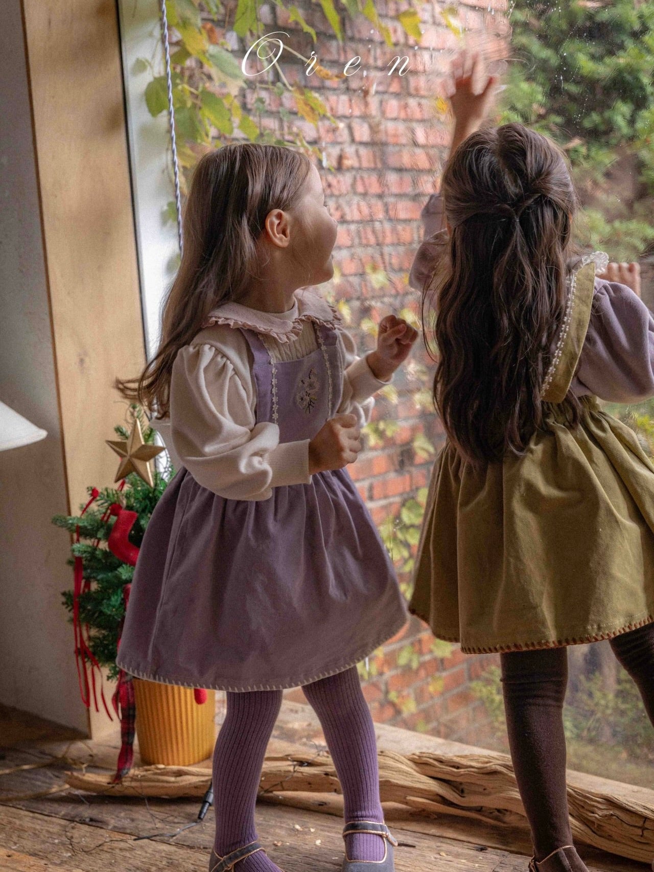 Velour ribbed tights